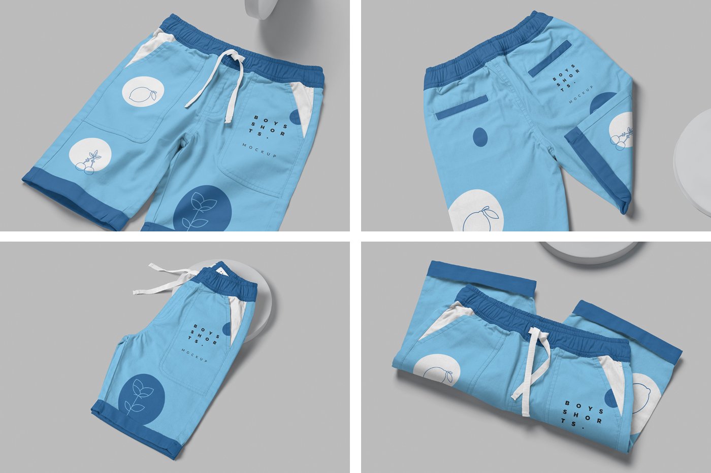 129 男孩棉短裤PSD样机 Boys Cotton Shorts Mockups