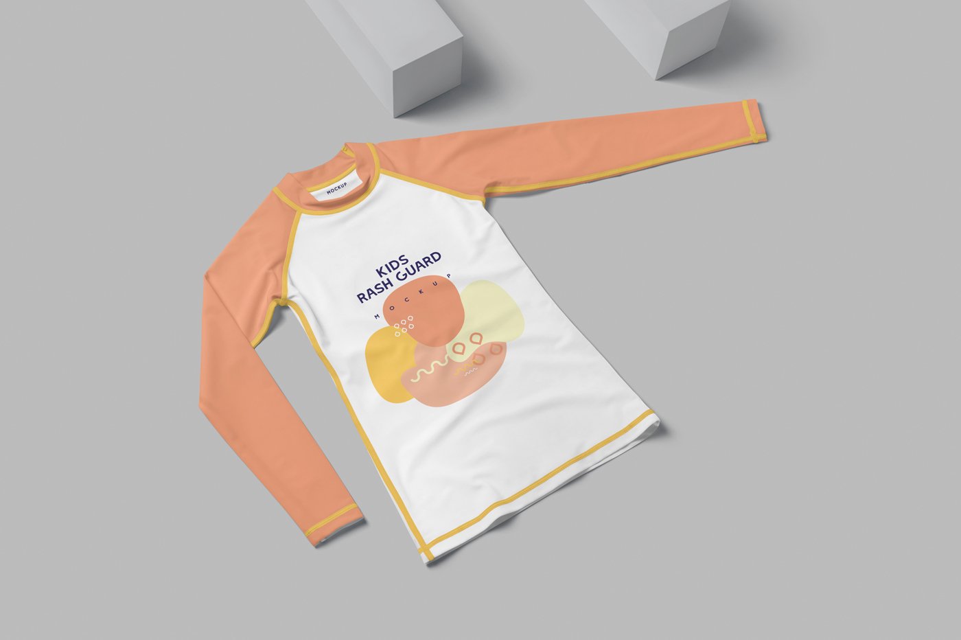 135 儿童长袖撞色T恤样机 Kids Rash Guard Mockups