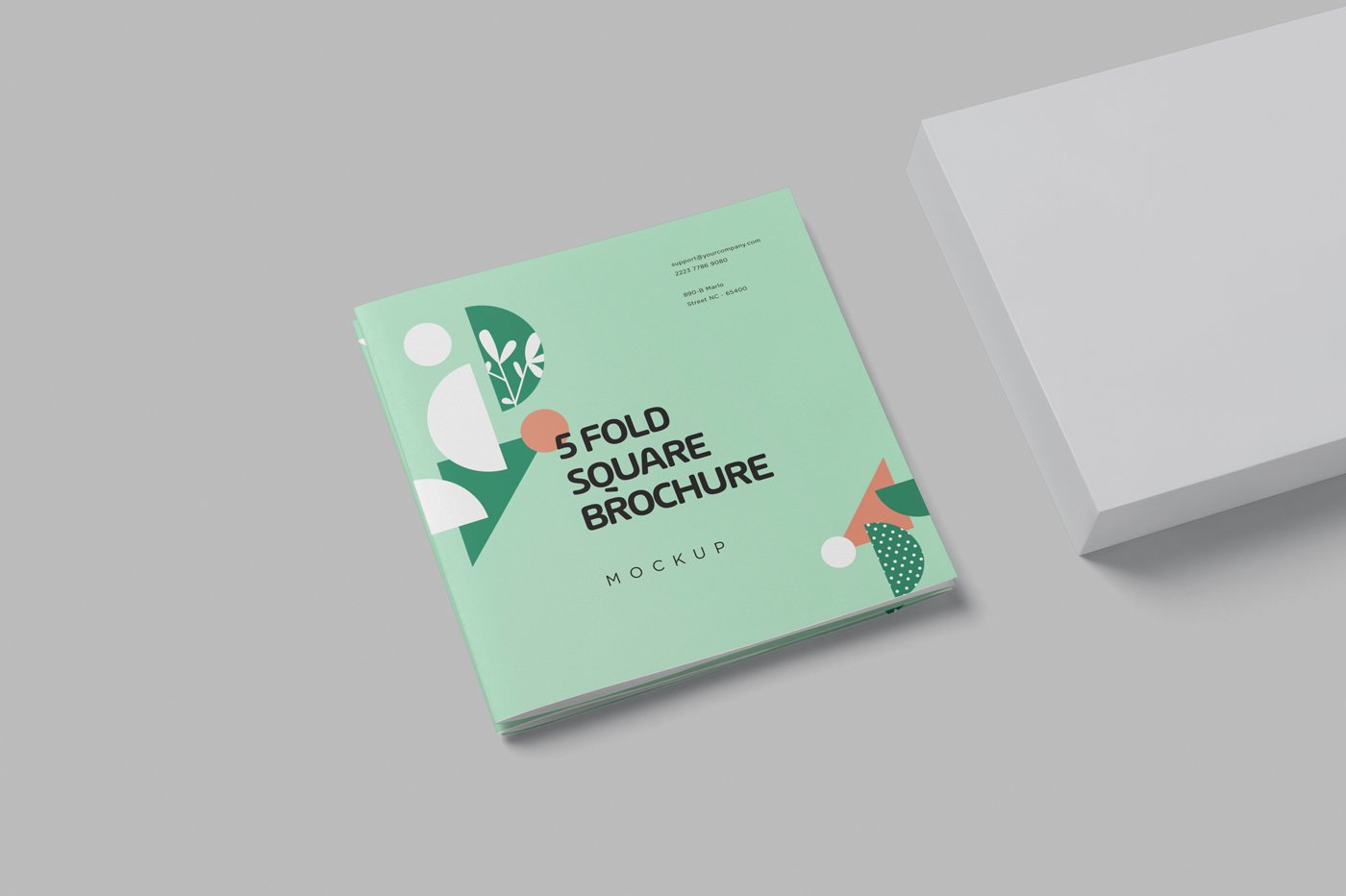 152 方形5折页画册宣传册样机5 Accordion Square Flyer Mockups