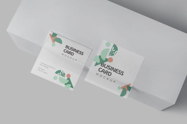 070 方形透明名片卡片VI品牌样机 Square Clear Visiting Card Mockups