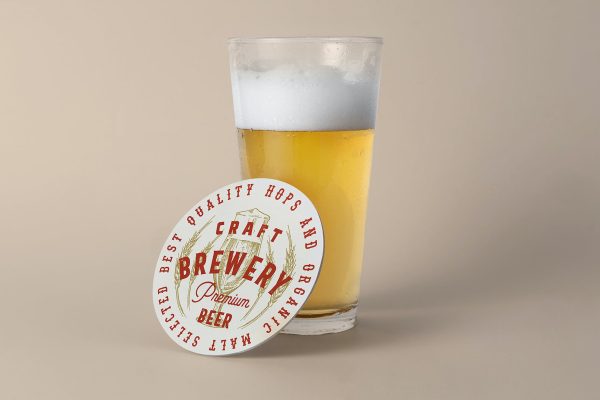 076 啤酒杯垫印刷PSD样机 Glass Coaster Mockup