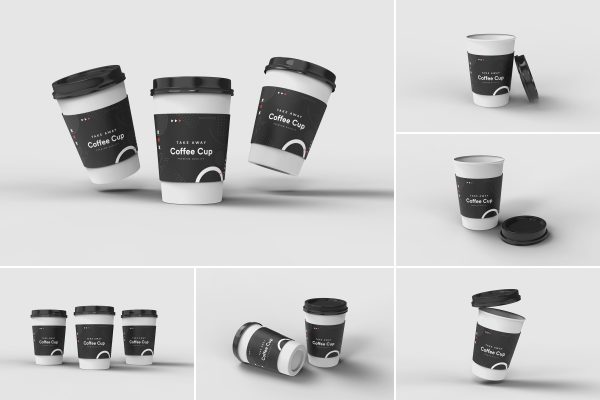 077 一次性纸杯咖啡杯饮料杯子PSD样机 Take Away Coffee Cup Mockup