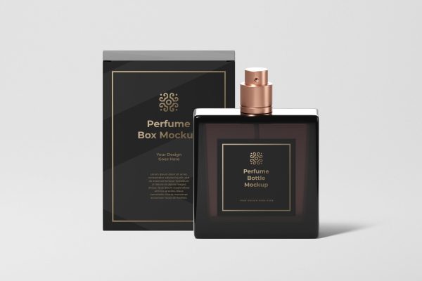 084 香水带盒喷雾瓶包装PSD样机 Perfume Bottle Mockup