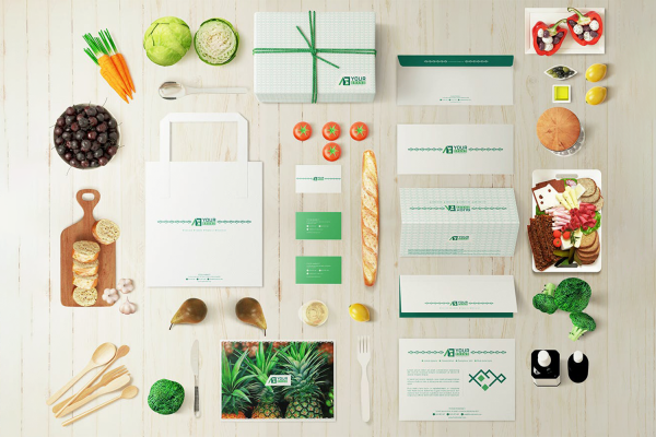 086 食品生鲜水果绿植品牌VI元素样机 Food Market Branding Mockups