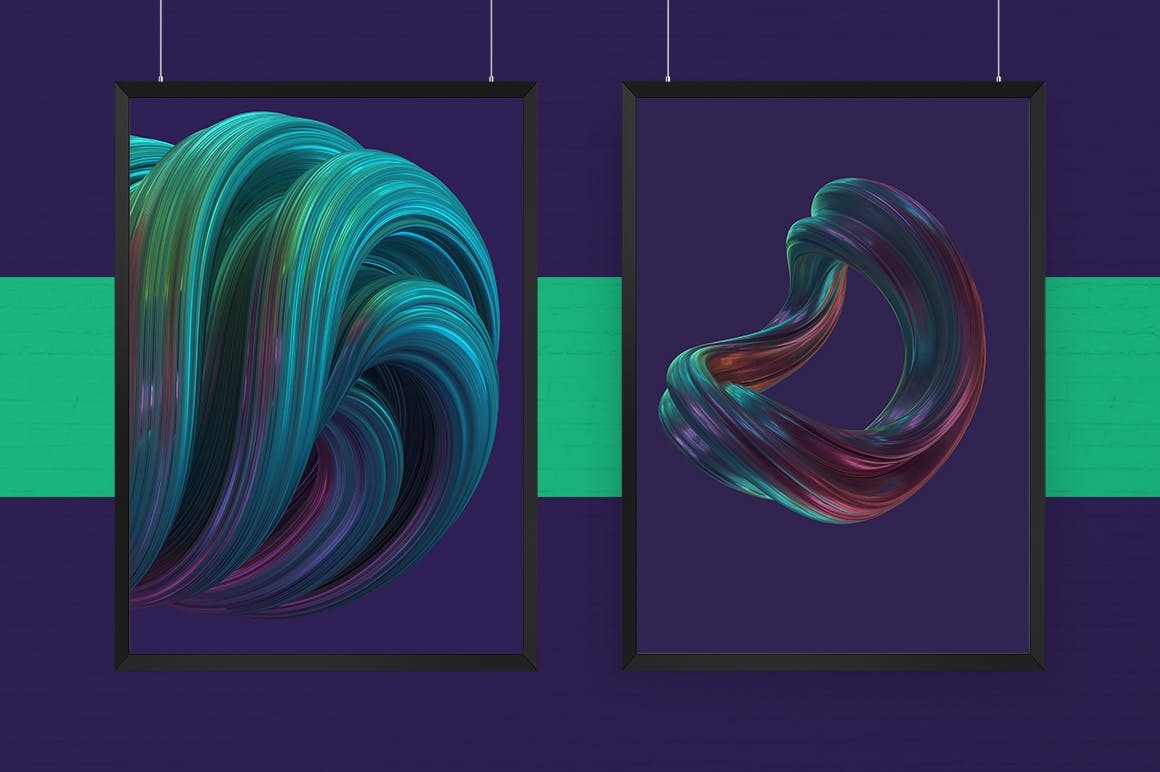 3 3D渲染扭曲形状抽象多彩背景abstract-3d-rendering-of-twisted-shapes-colorful
