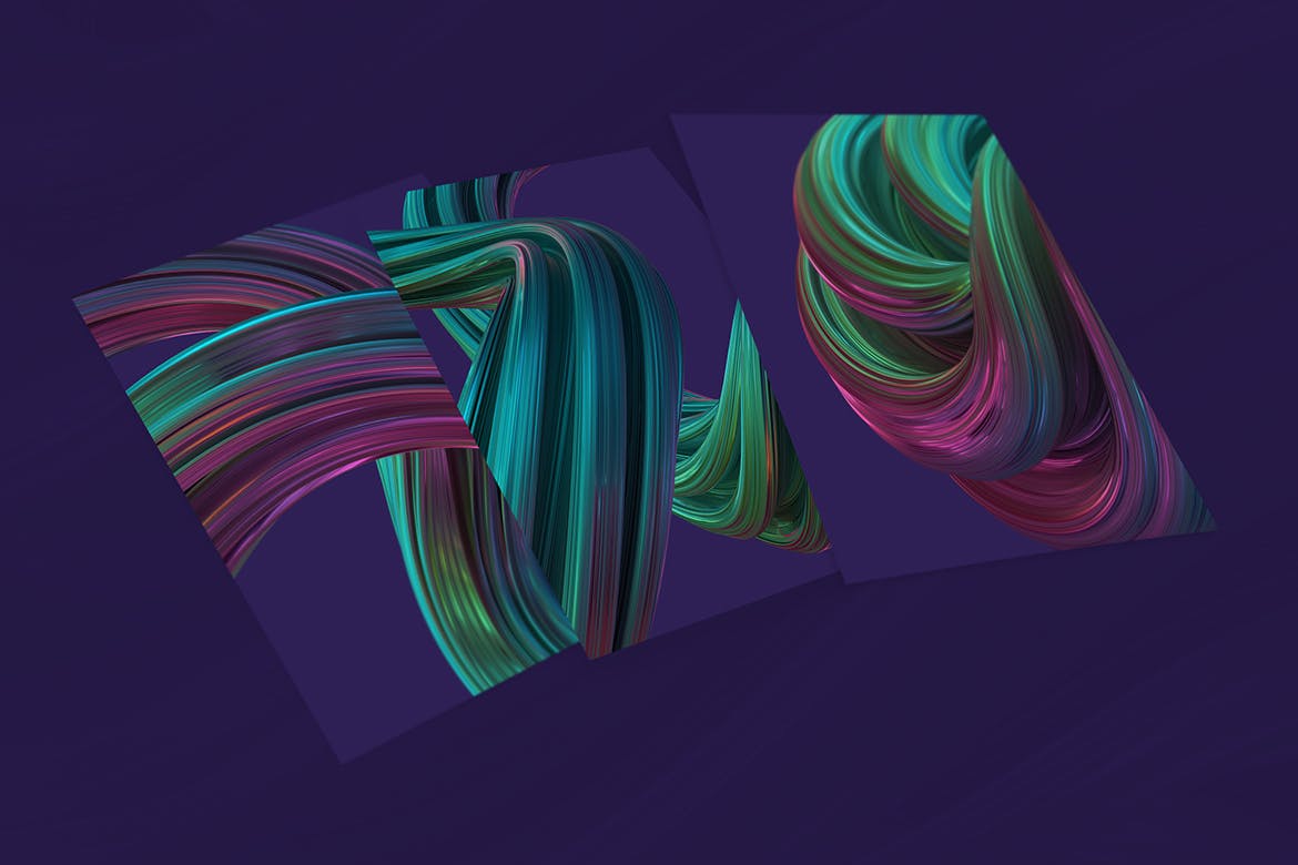 3 3D渲染扭曲形状抽象多彩背景abstract-3d-rendering-of-twisted-shapes-colorful