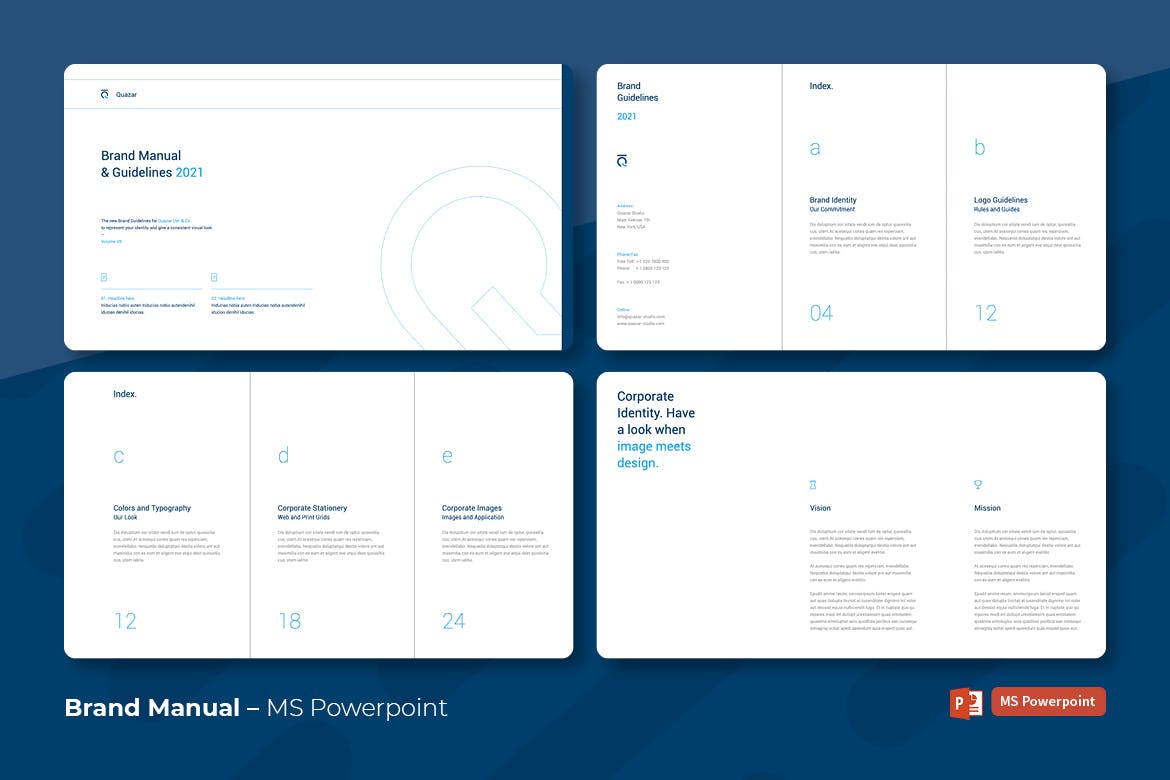 9 高端专业的高品质品牌手册VI设计模板powerpoint幻灯片演示模板（pptx