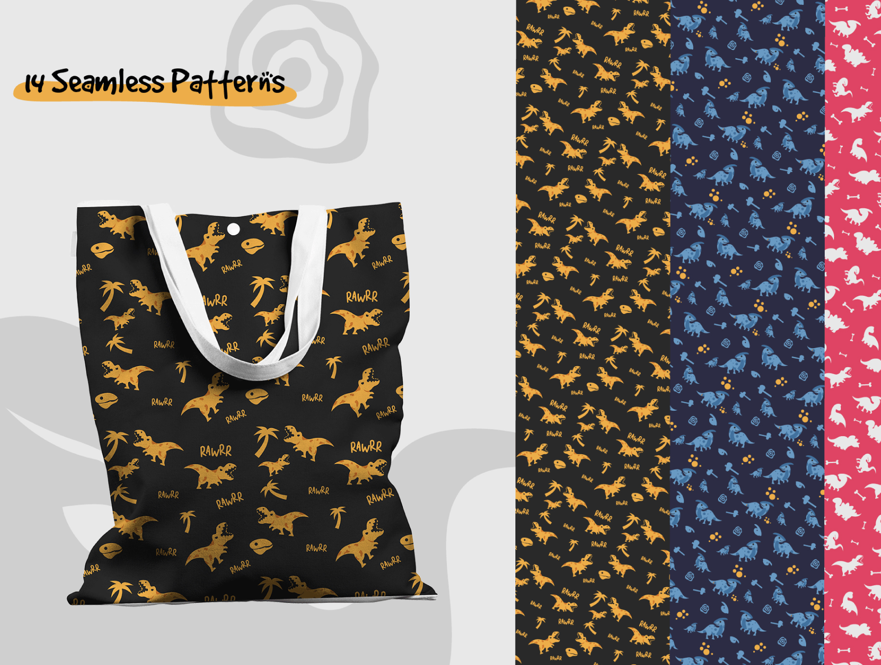 20 侏罗纪包恐龙图形和无缝图案元素 Jurassic Pack Graphic & Pattern Element