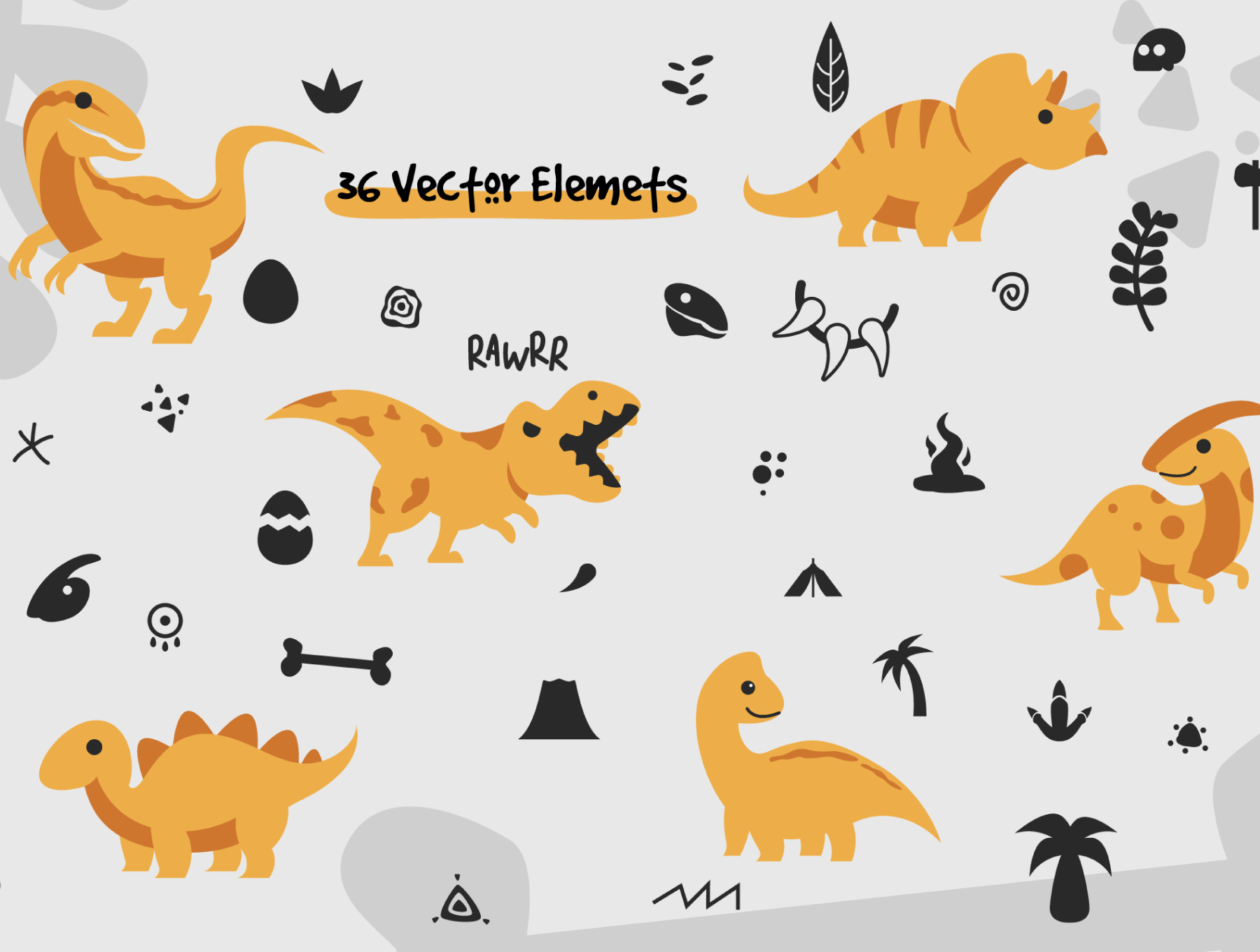 20 侏罗纪包恐龙图形和无缝图案元素 Jurassic Pack Graphic & Pattern Element