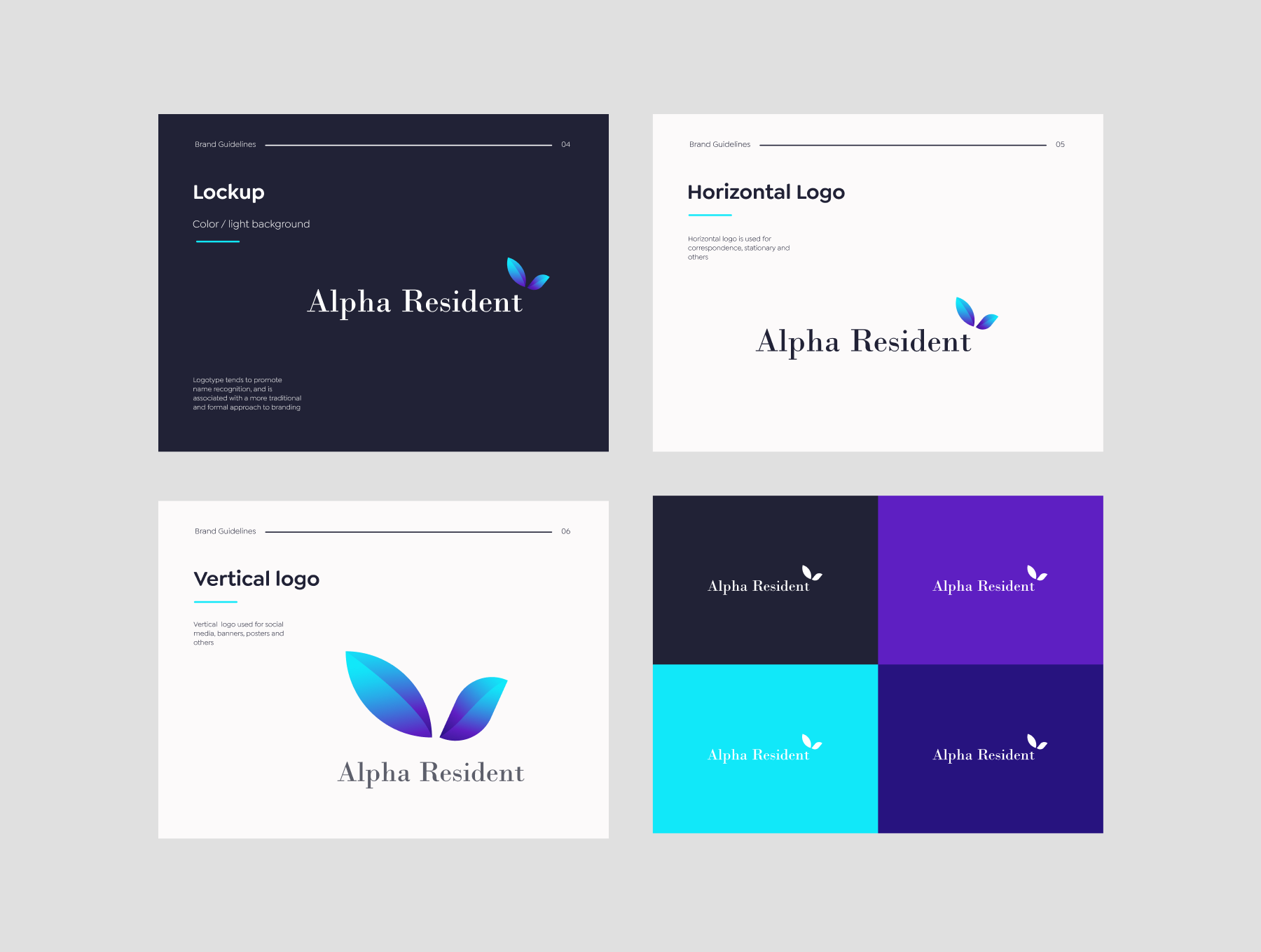 1117 干净简洁的品牌标志设计VI规范指南figma模板Alpha Resident – Brand Identity Guidelines