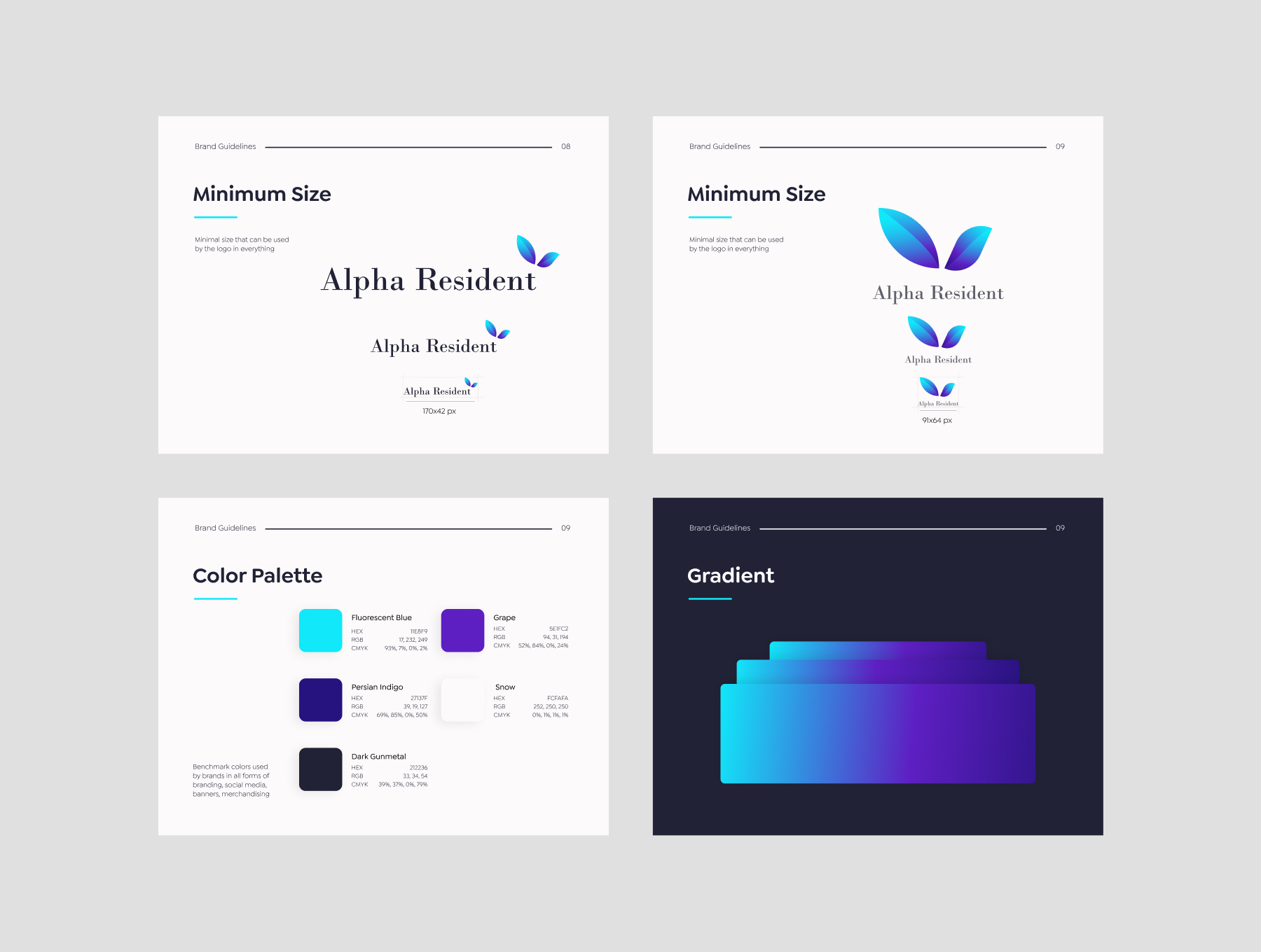 1117 干净简洁的品牌标志设计VI规范指南figma模板Alpha Resident – Brand Identity Guidelines