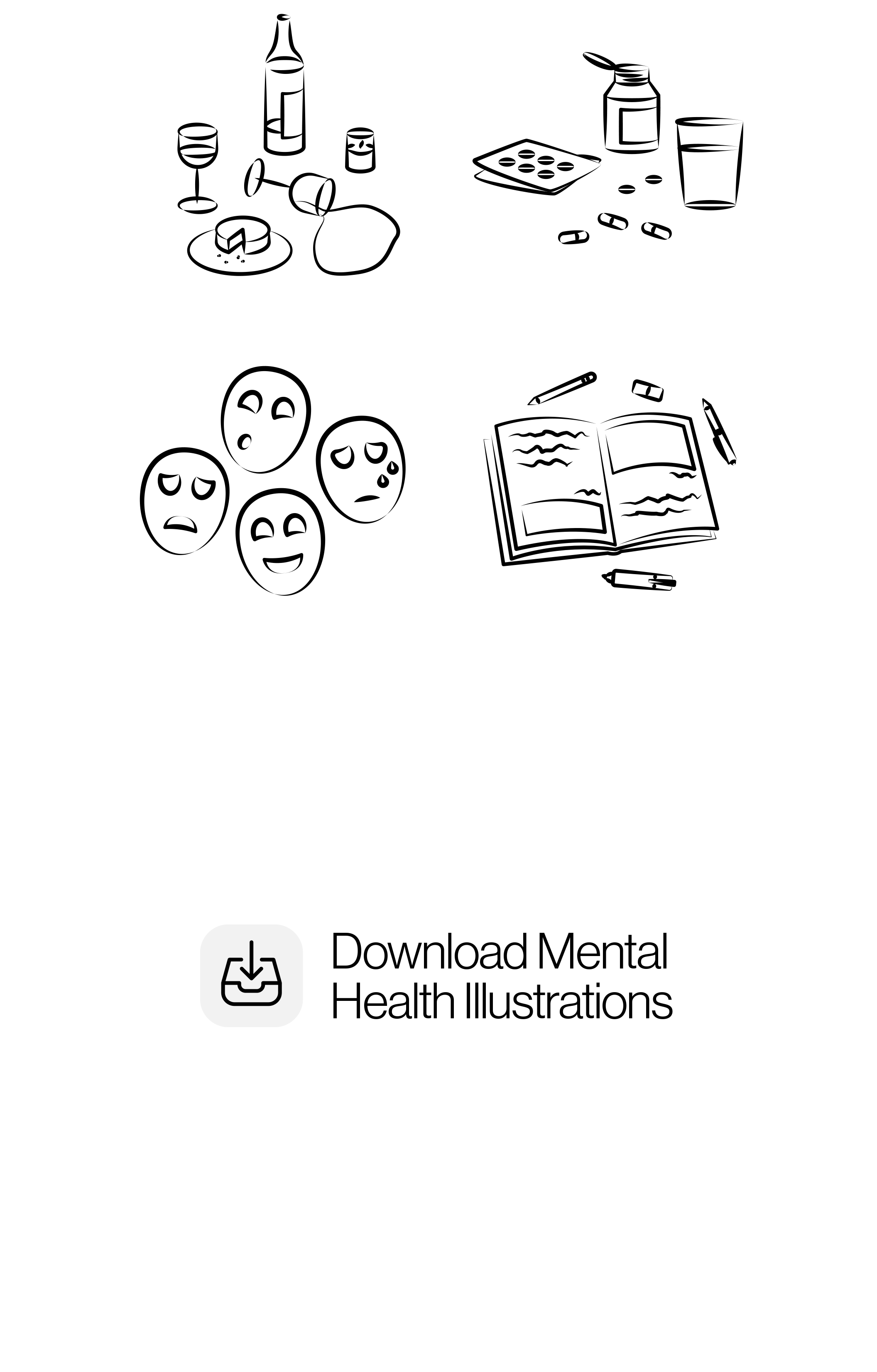 1128 20张现代手绘线性人物心理健康教育演示动态插画图片Ae源文件设计素材 Animated Mental Health