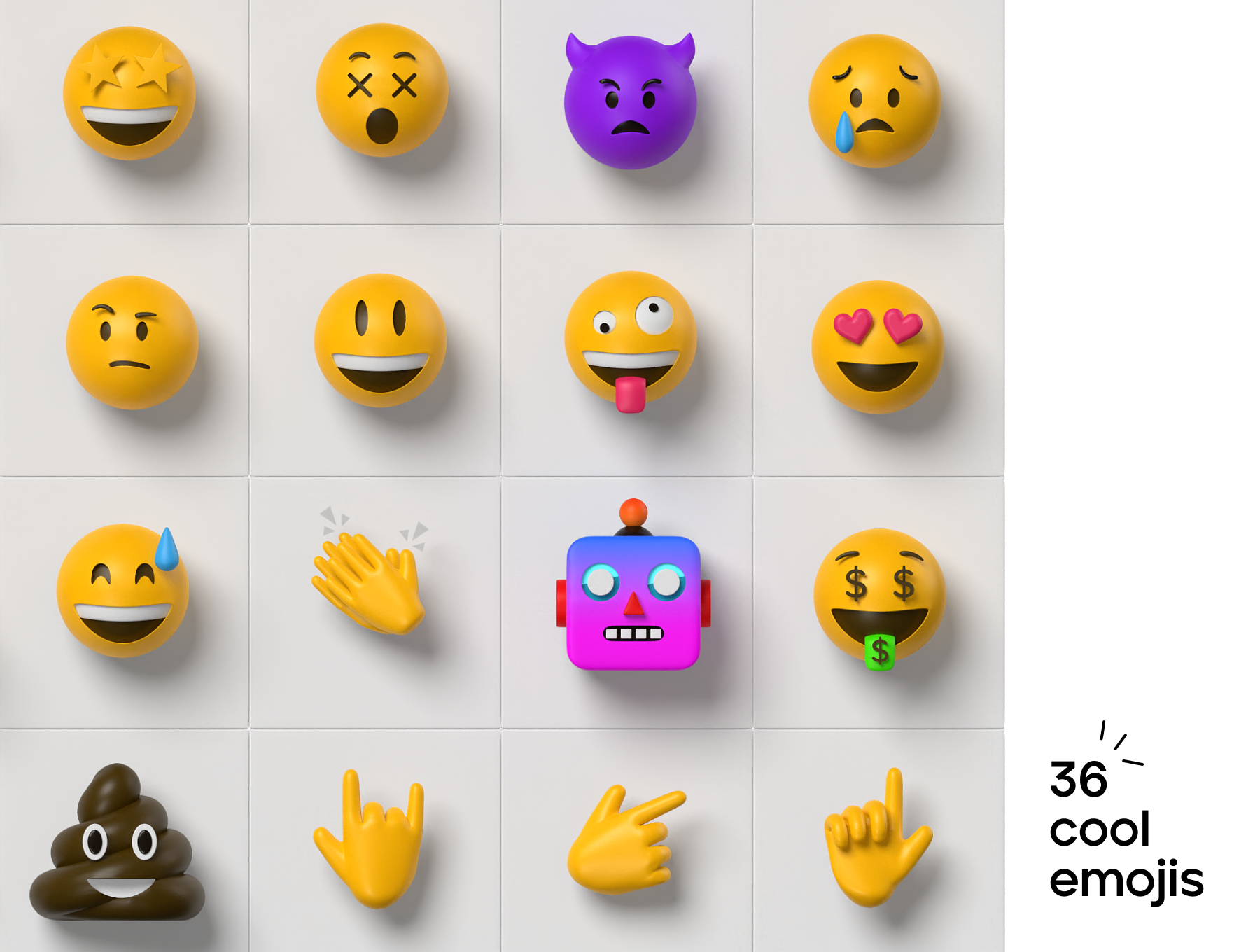 1133 36款趣味卡通创意3D立体emoji头像表情包icon图标png免抠图片素材 3d emoji