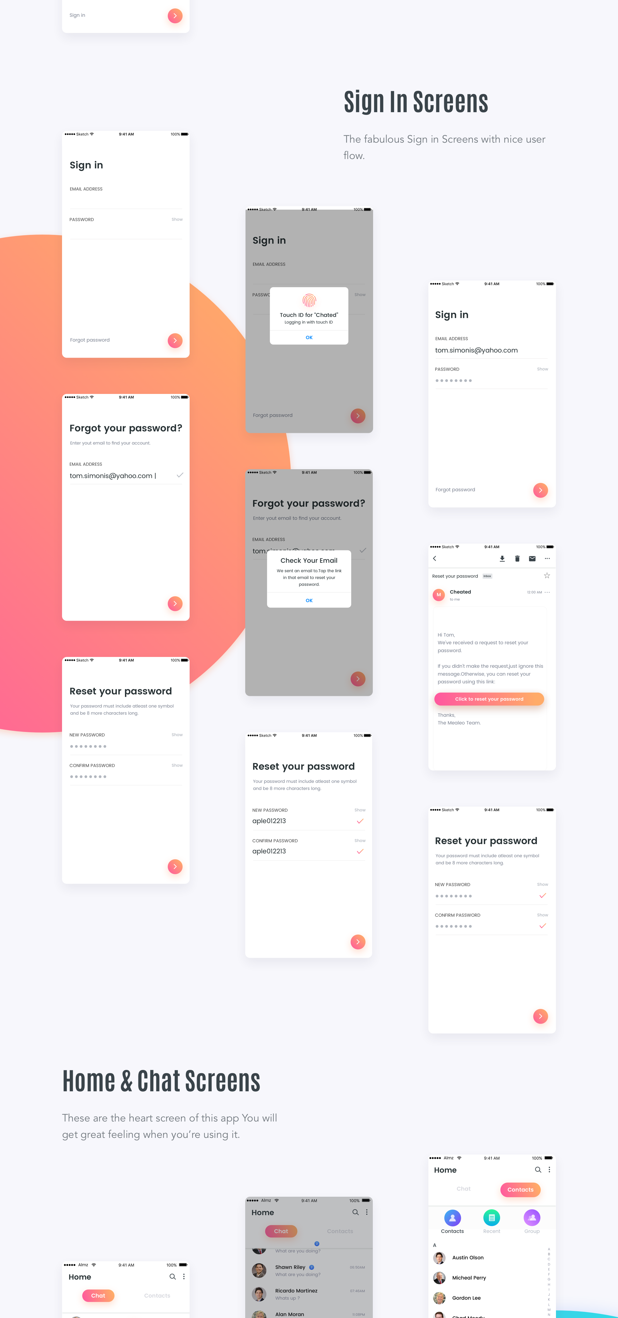 1134 40个聊天UI界面设计素材提供sketch格式 Chat More UI KIT
