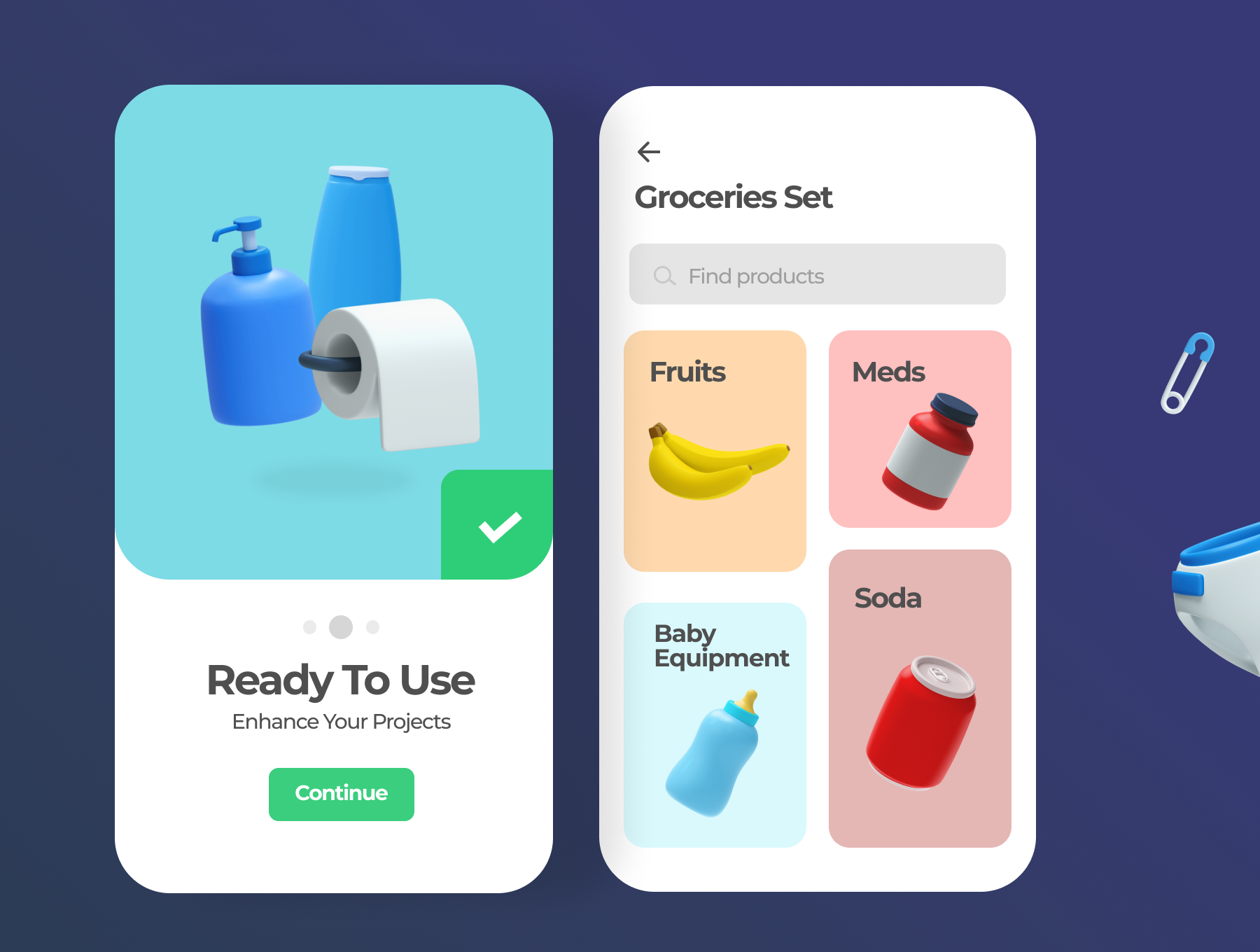 1135 50个高清优质杂货商店日常用品3D图标icon素材合集psd源文件 Reebie 3D Groceries Pack