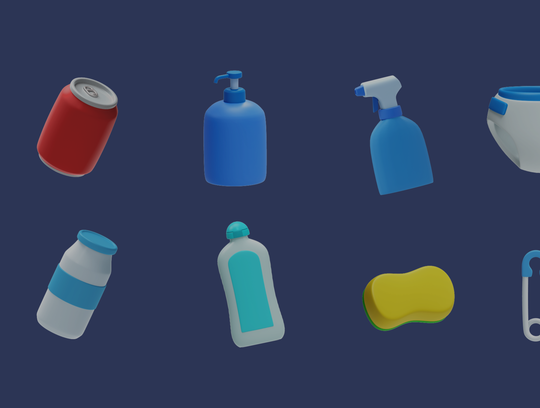 1135 50个高清优质杂货商店日常用品3D图标icon素材合集psd源文件 Reebie 3D Groceries Pack