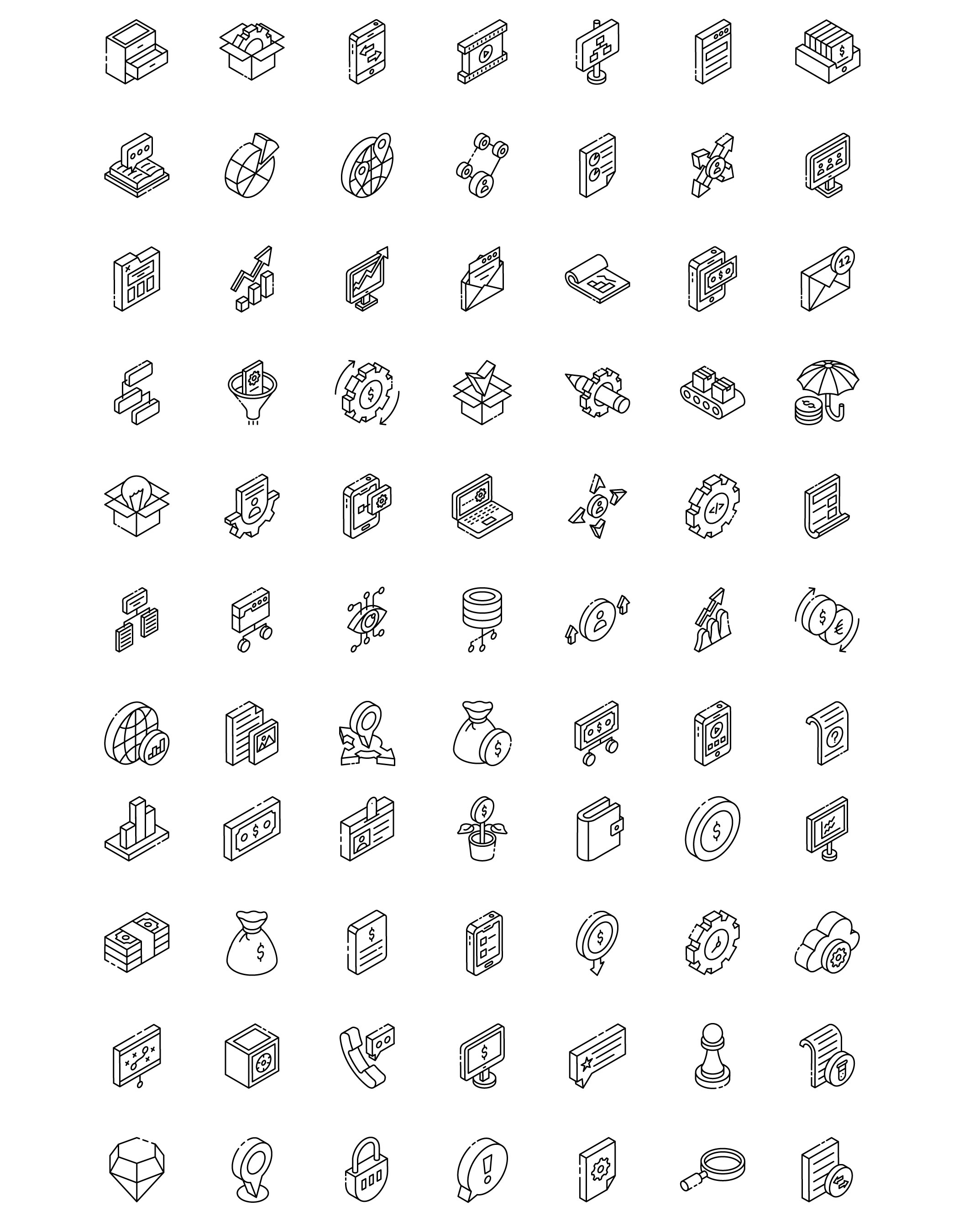 1144 2000款常用网站app小程序应用程序iso等距视图icon图标设计素材 2000+ Isometric Icons Set