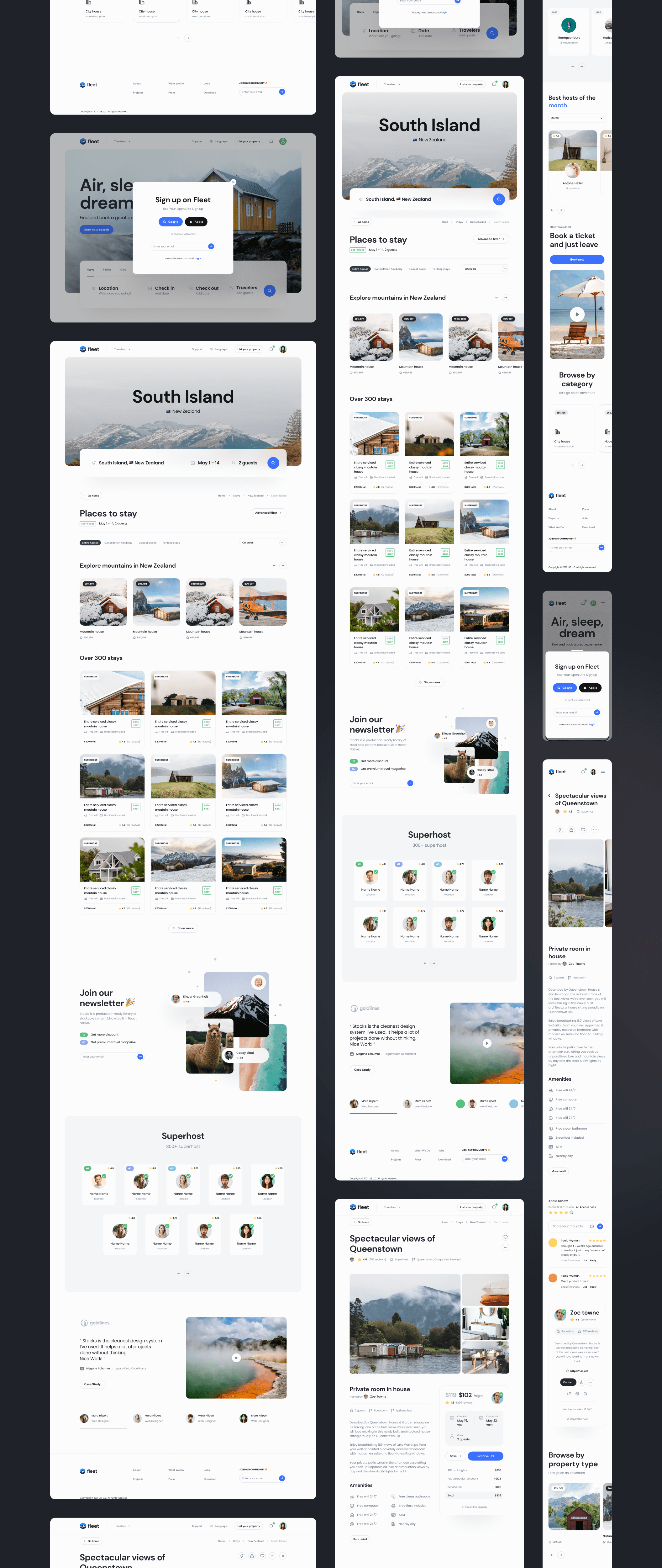 1156 高级旅游行程规划出行预订响应式ui设计用户界面模板 Fleet – Travel Shopping UI Kit