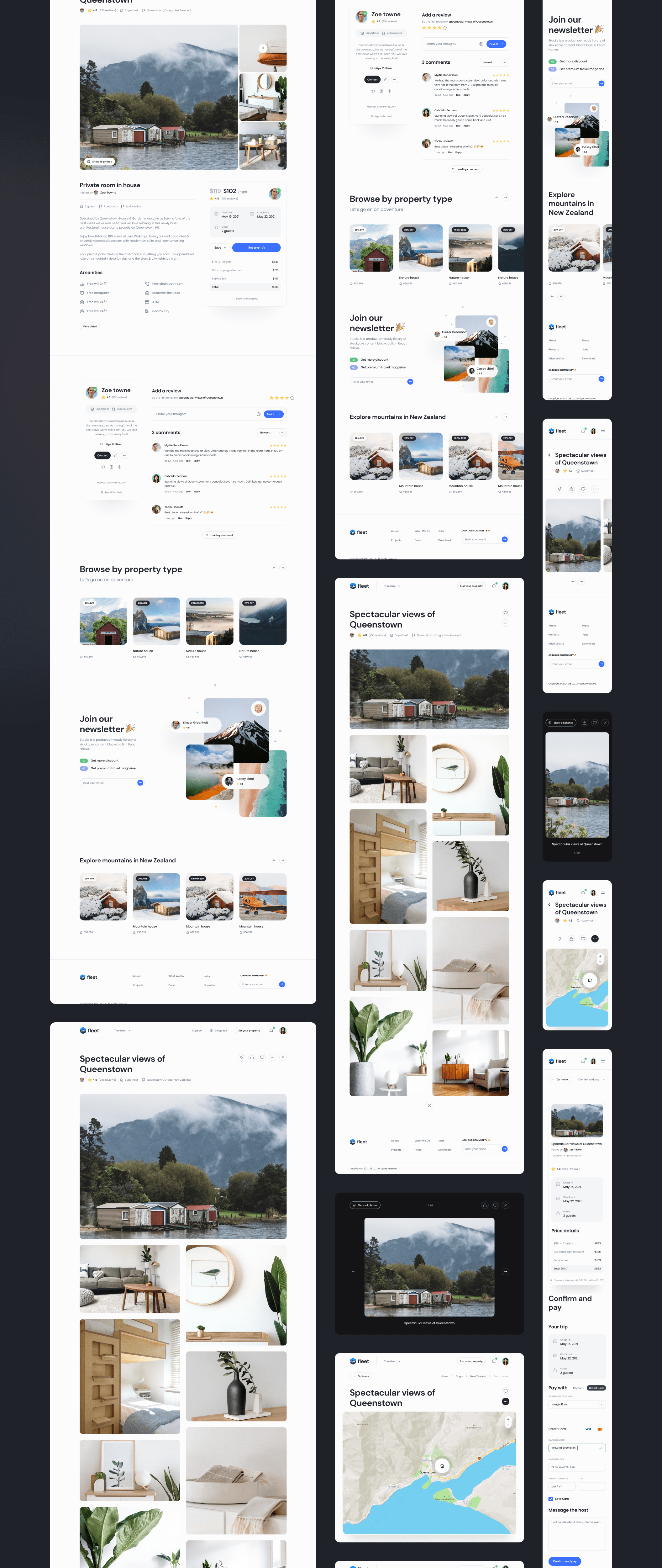 1156 高级旅游行程规划出行预订响应式ui设计用户界面模板 Fleet – Travel Shopping UI Kit