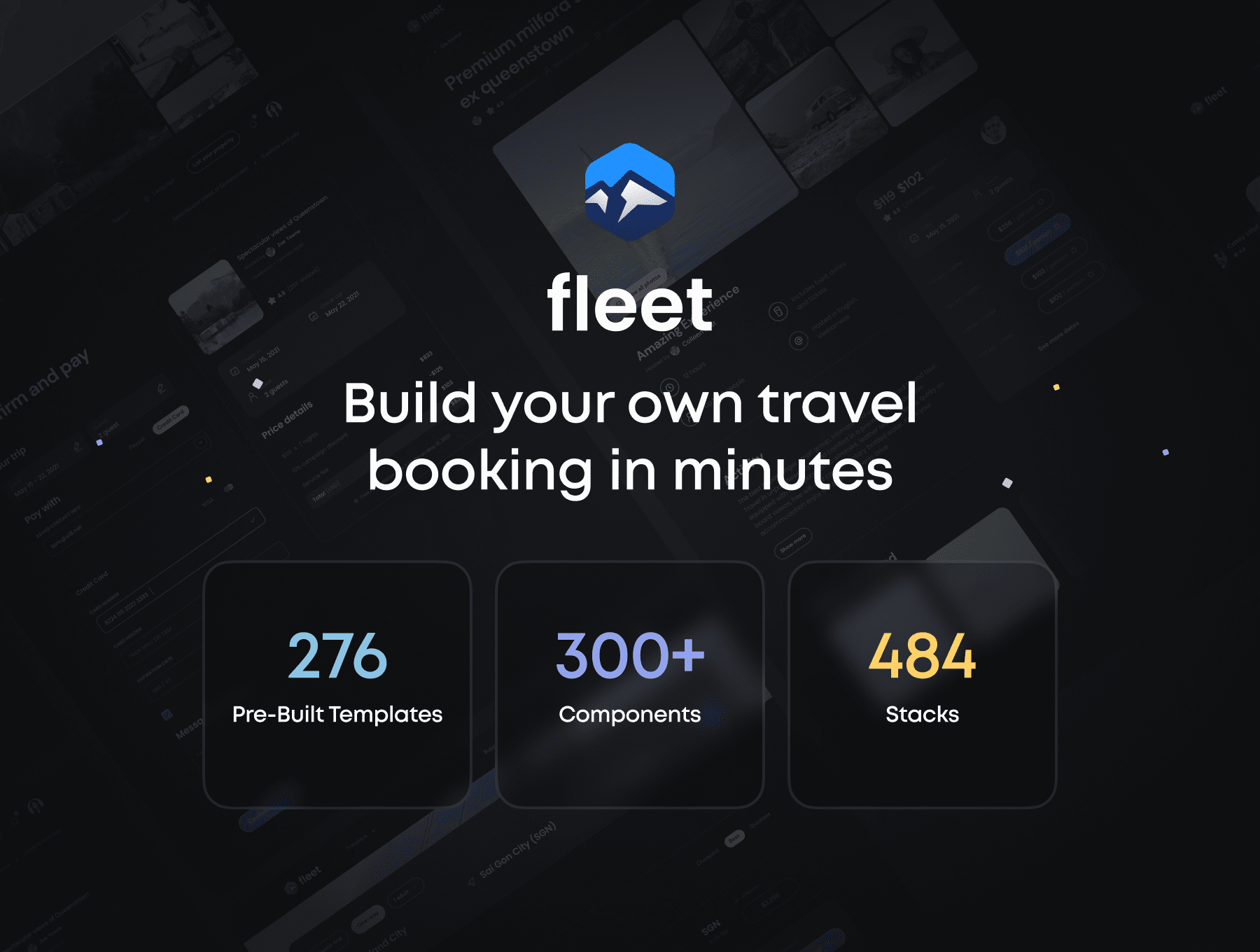 1156 高级旅游行程规划出行预订响应式ui设计用户界面模板 Fleet – Travel Shopping UI Kit