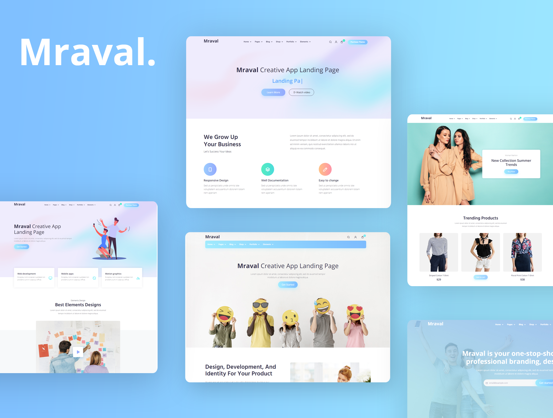 1166 精美商务多用途HTML网页整套UI代码设计模板Mraval Multipurpose HTML Template