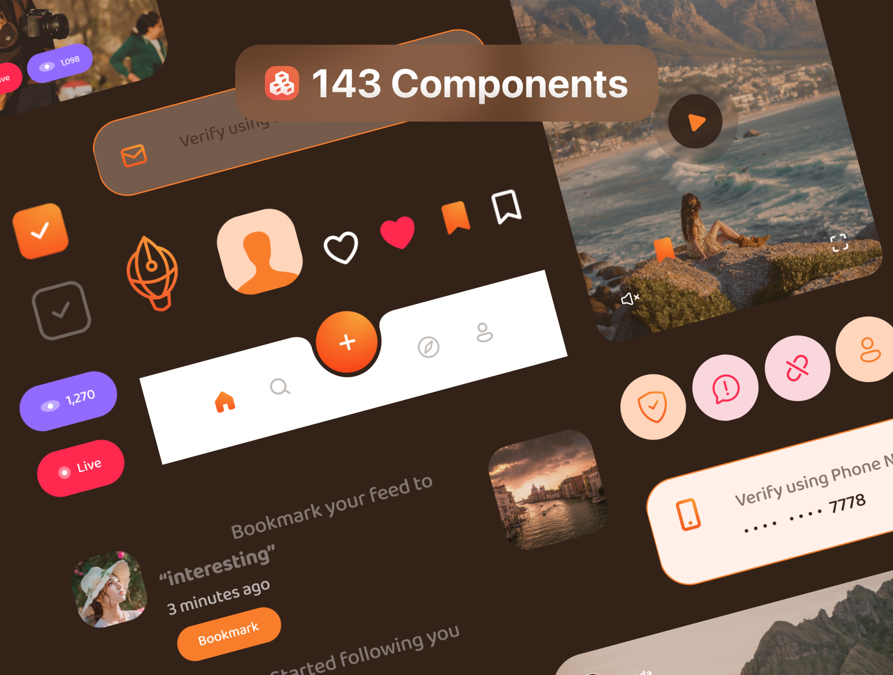 1167 旅游博客社交APP应用程序界面设计套件 Journal – Travel Blog App UI Kit Light Mode