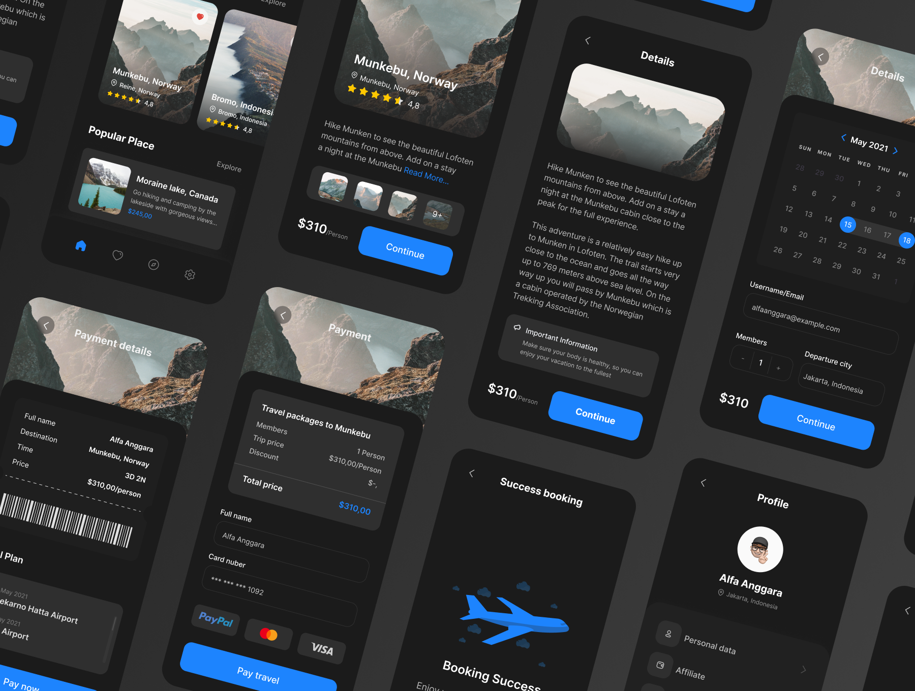 1171 清爽扁平旅游出行预订手机ui模板百度云免费下载 Travelin UI KIT