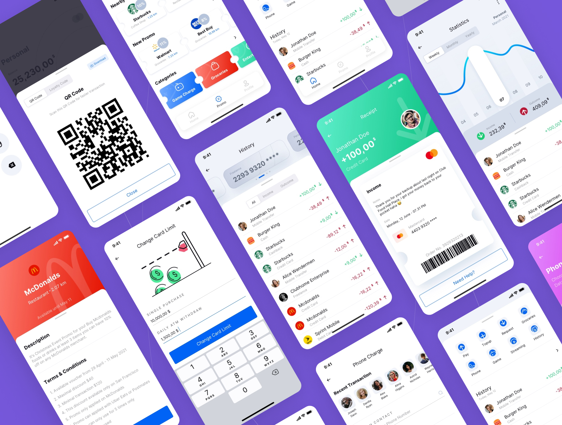 1176 手机银行app界面设计模板ui模板Kipay – Digital Banking App UI Kit