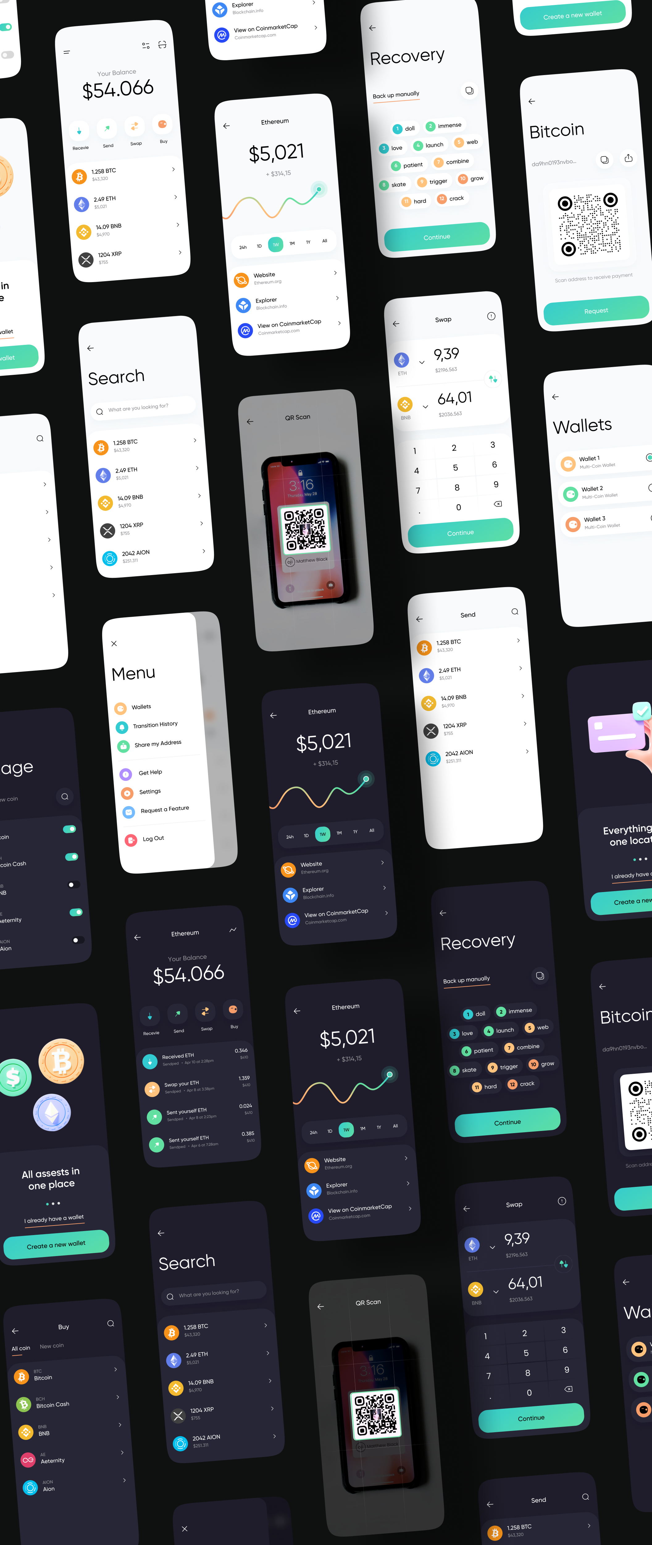 1179 数字货币钱包投资理财产品UI设计模板 Crypto Wallet – IOS UI Kits