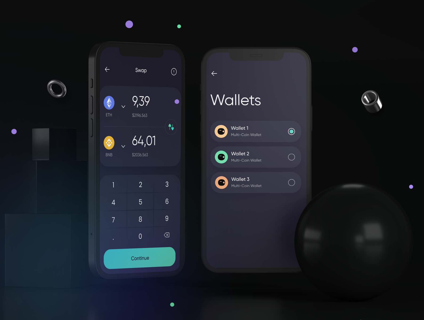 1179 数字货币钱包投资理财产品UI设计模板 Crypto Wallet – IOS UI Kits