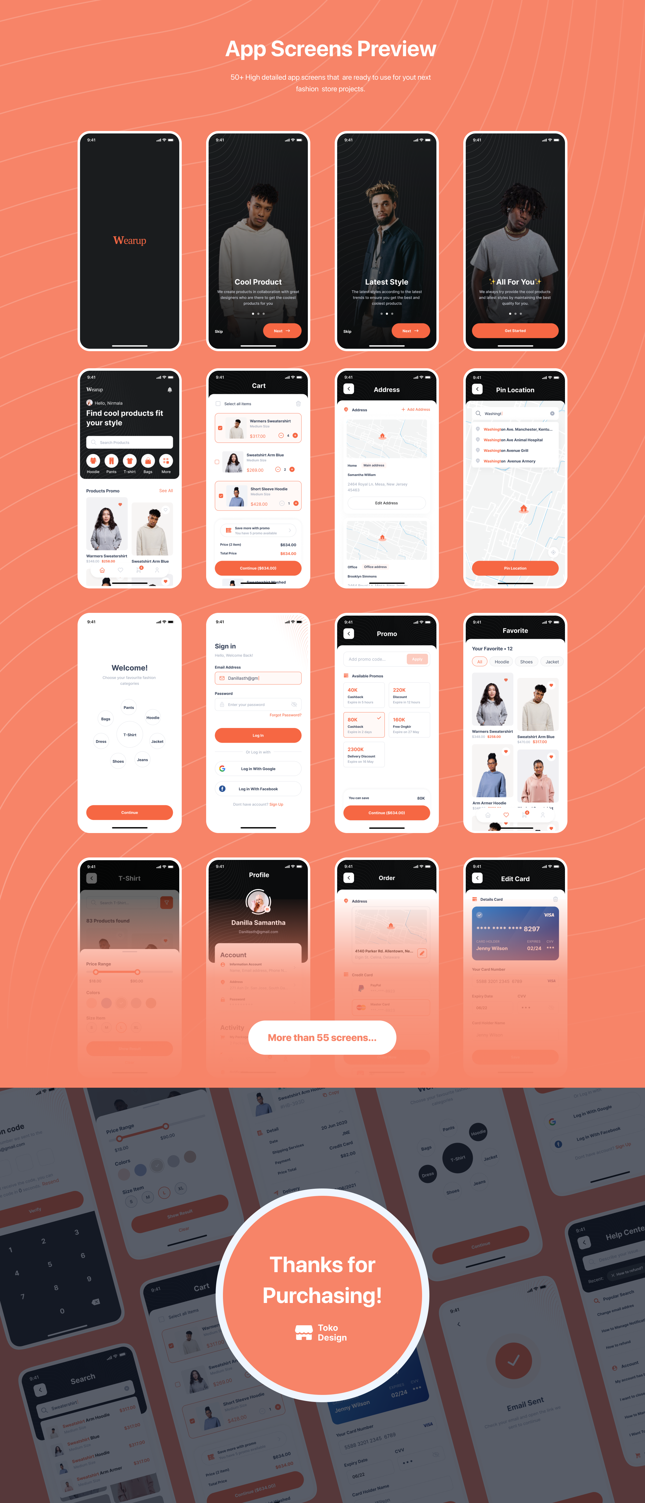 1181 现代简约电子商城应用程序APP UI套件素材 Wearup – eCommerce App Ui Kit