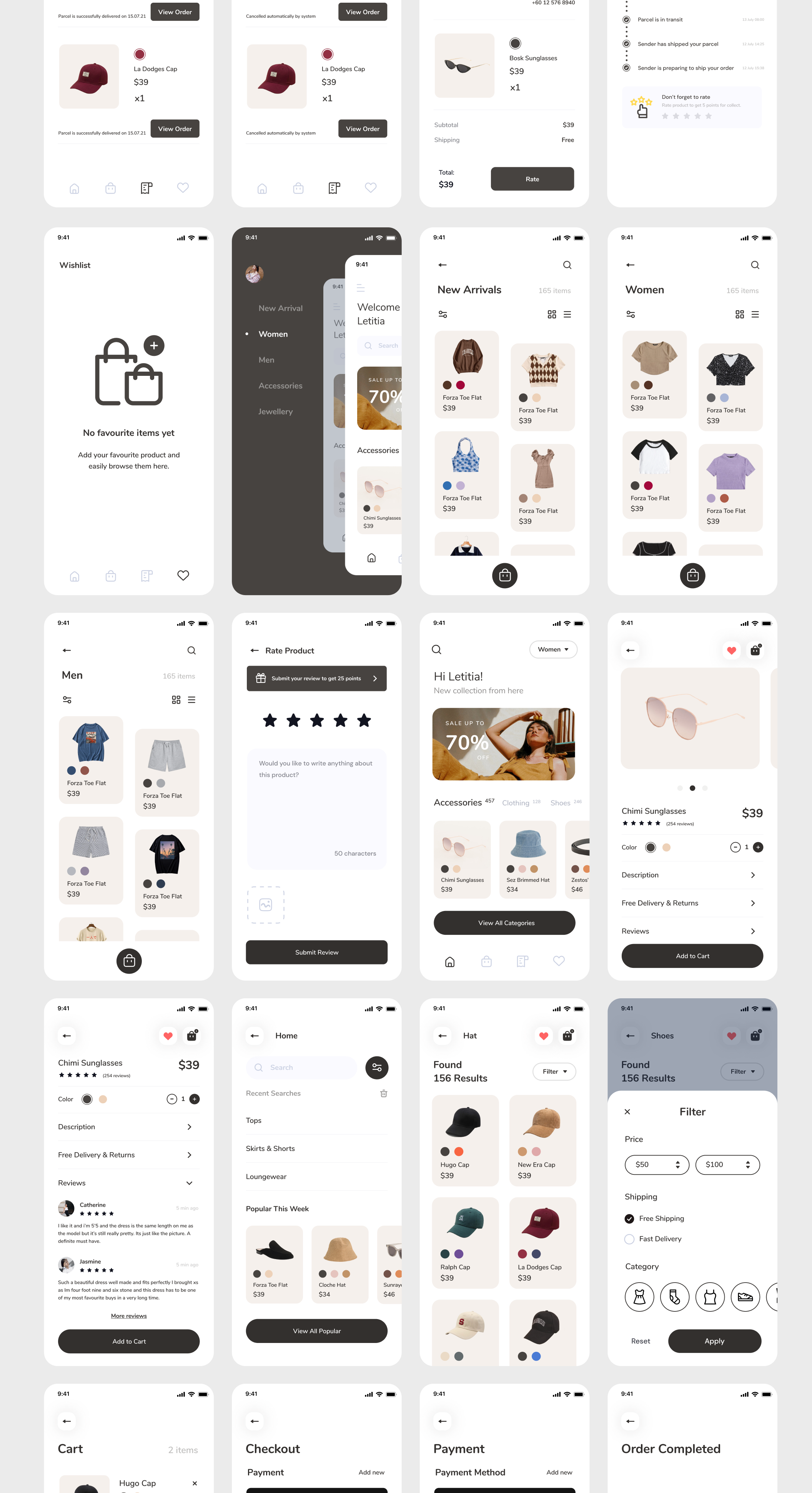 1185 优雅服装电子商城应用程序界面设计UI套件素材 Zivri – Online Shop Mobile App UI Kit