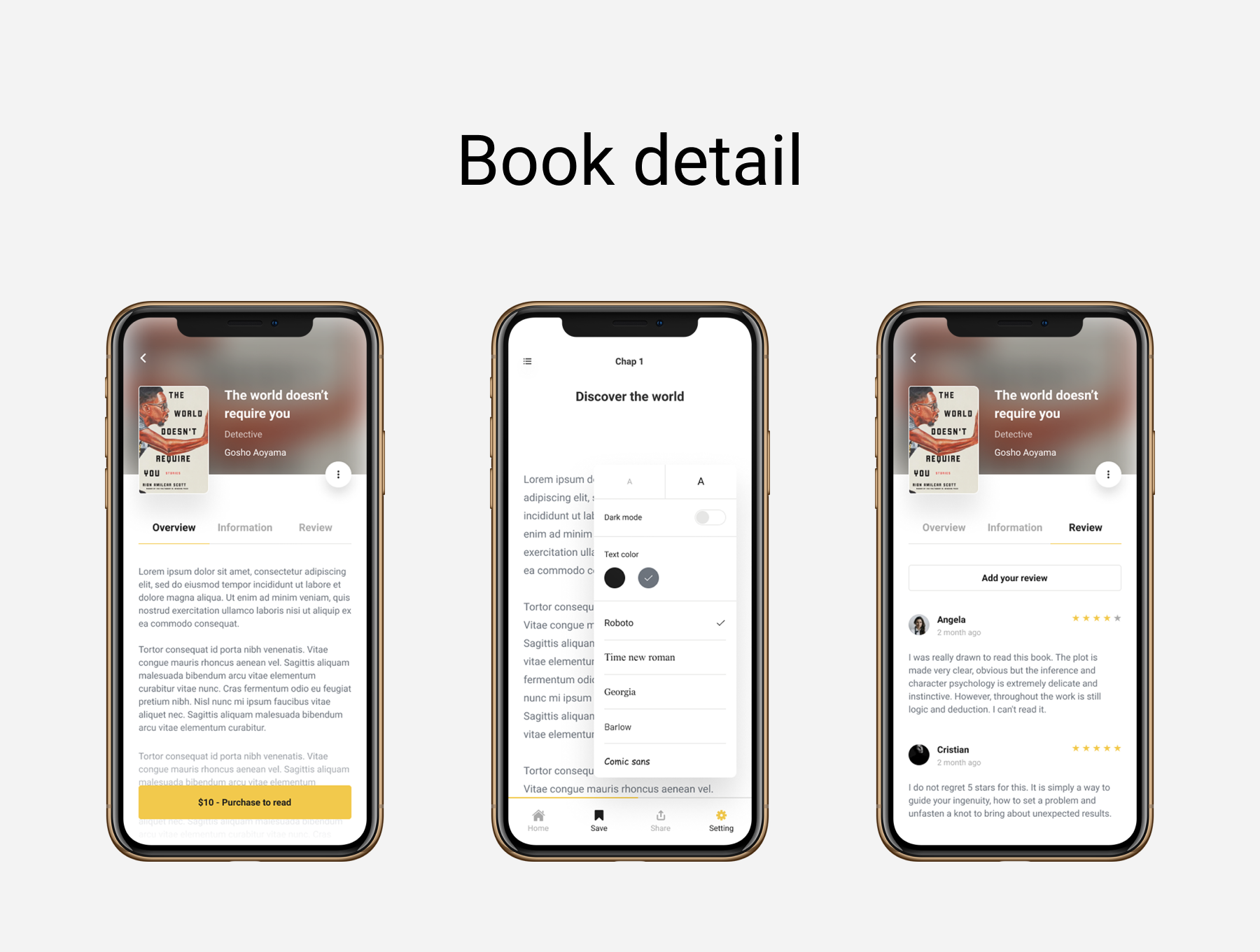 1187 在线阅读电子书购买APP界面设计UI素材下载 Book Lover – Reading book online application