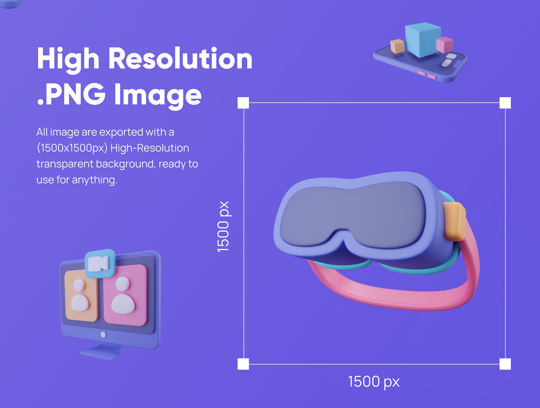 1218 20款高清VRAR游戏科技设备技术演示3D图标icon素材png免抠图文件Virtually – AR-VR 3D Icon Set