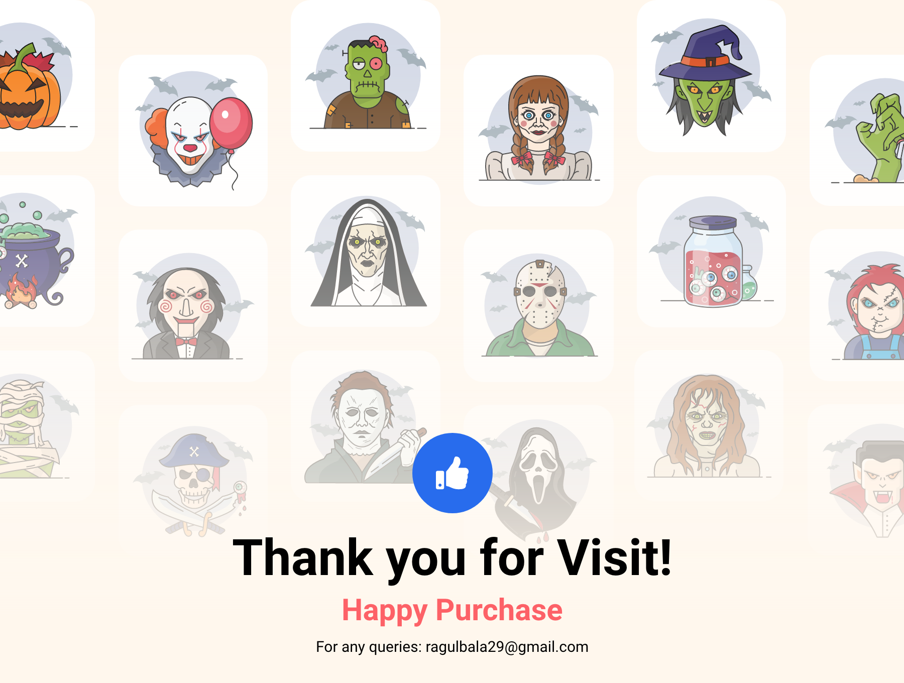 1219 20款万圣节恐怖惊悚彩色人物头像角色App应用icon图标素材合集 Halloween & Horror Character Icon Set