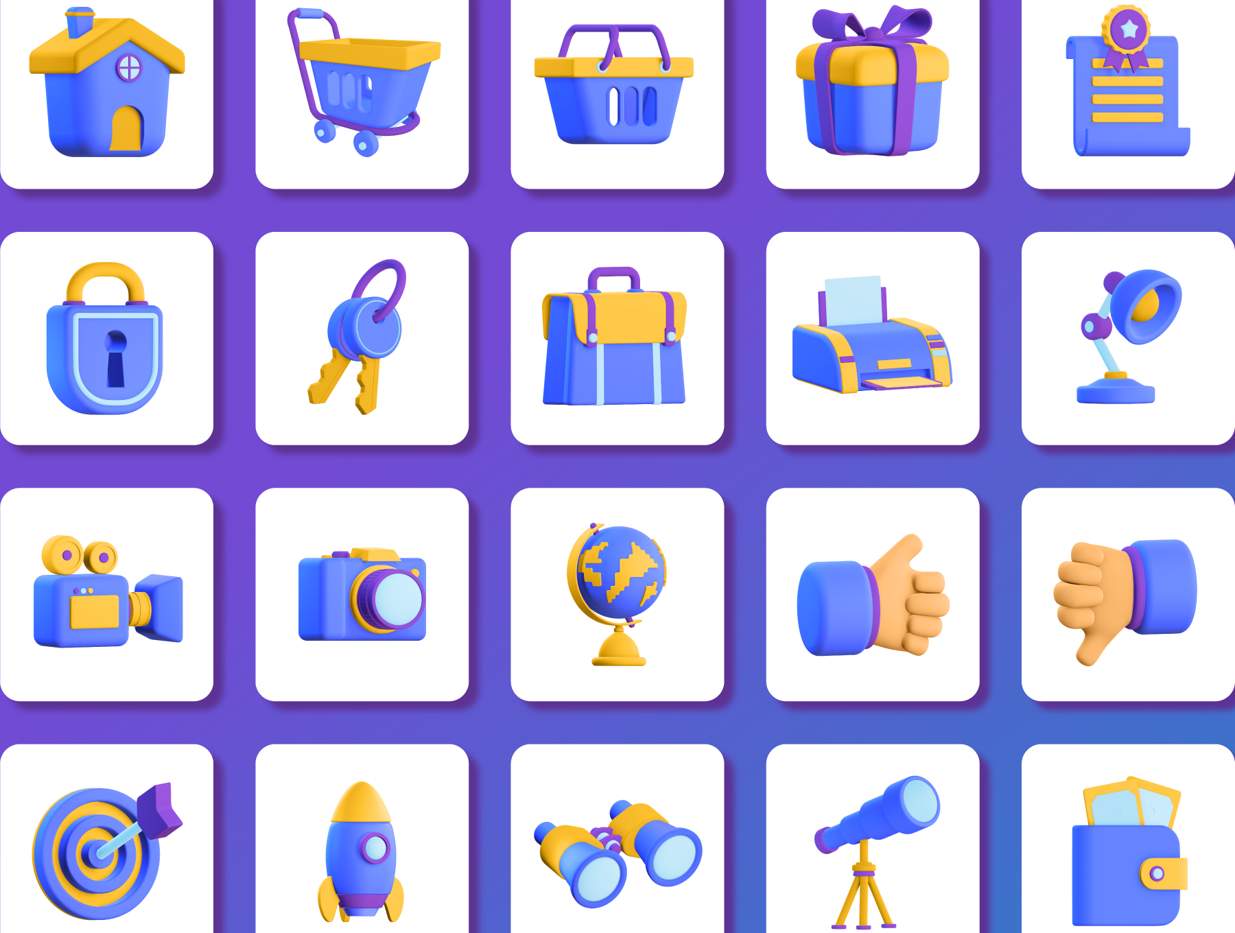 1227 50款高级3D图标UI界面设计素材 50 3D Icons Pack