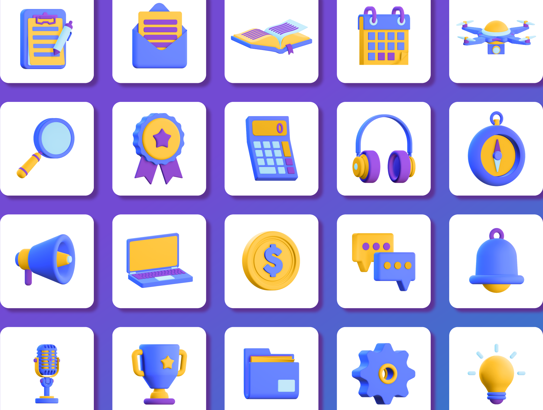 1227 50款高级3D图标UI界面设计素材 50 3D Icons Pack