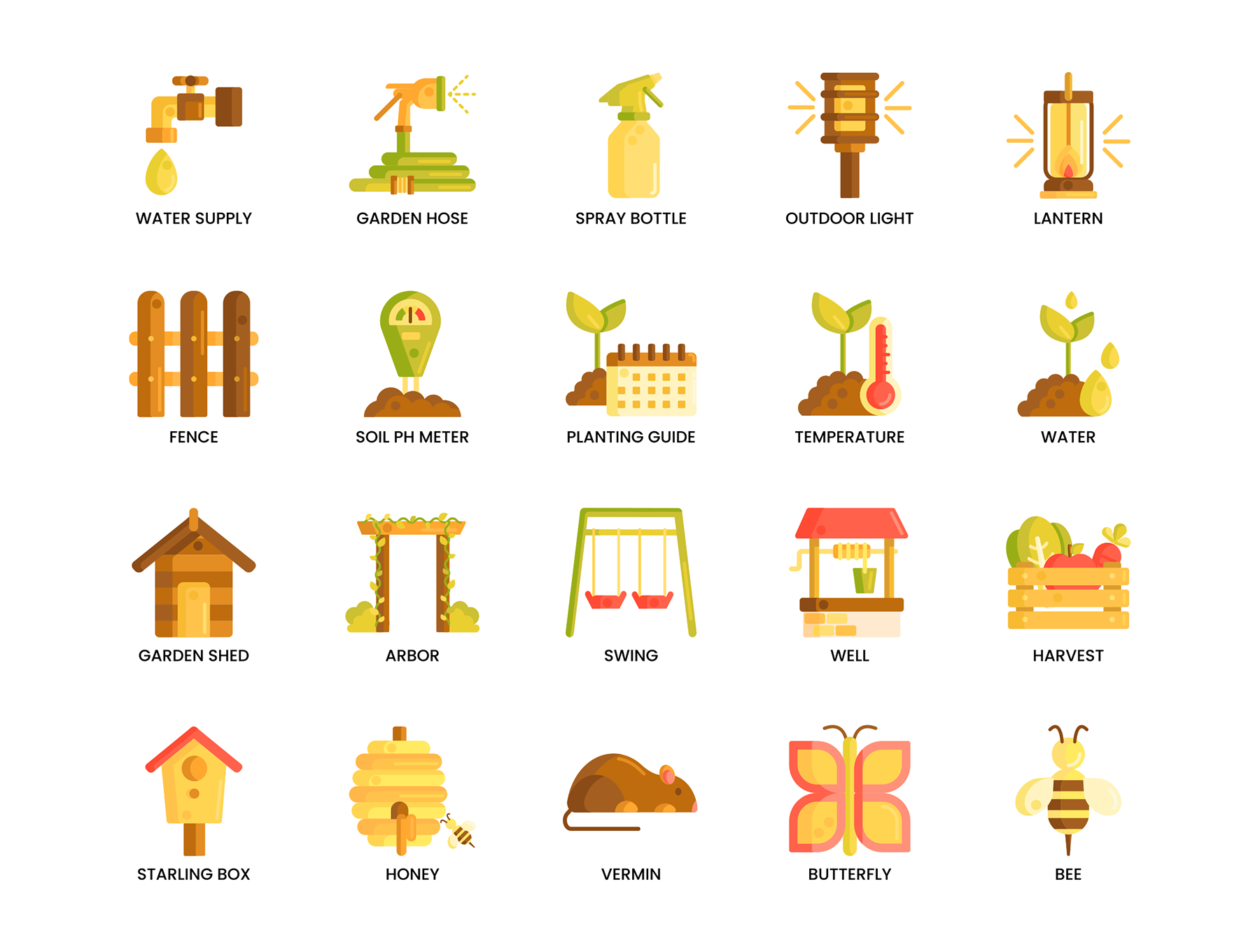 1234 120款园艺图标生鲜农作物插画矢量源文件 120 Gardening Icons Caramel Series