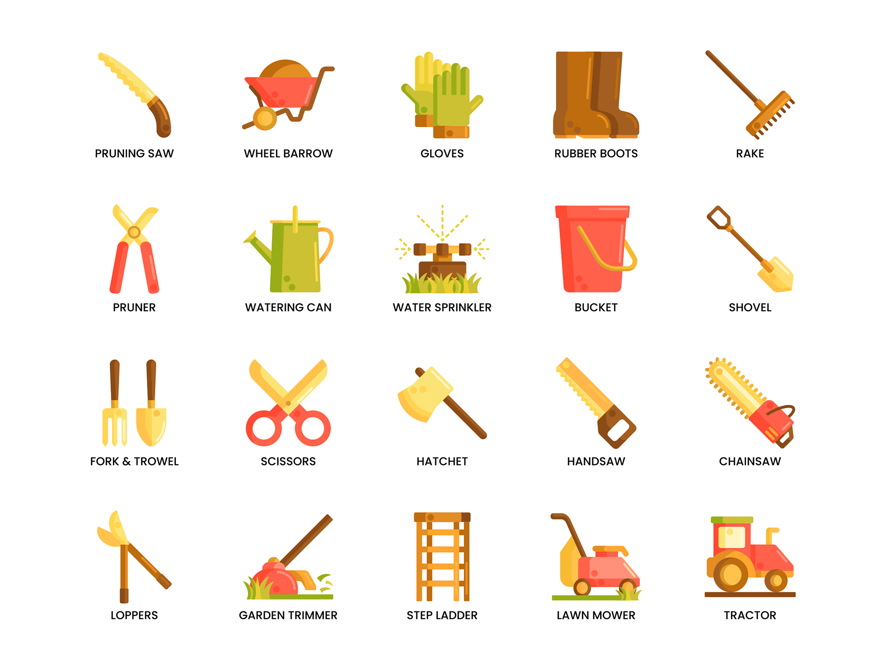 1234 120款园艺图标生鲜农作物插画矢量源文件 120 Gardening Icons Caramel Series