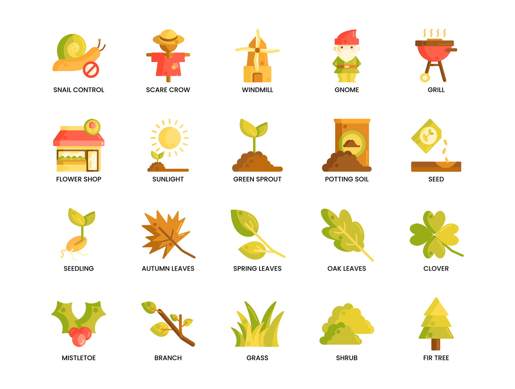 1234 120款园艺图标生鲜农作物插画矢量源文件 120 Gardening Icons Caramel Series
