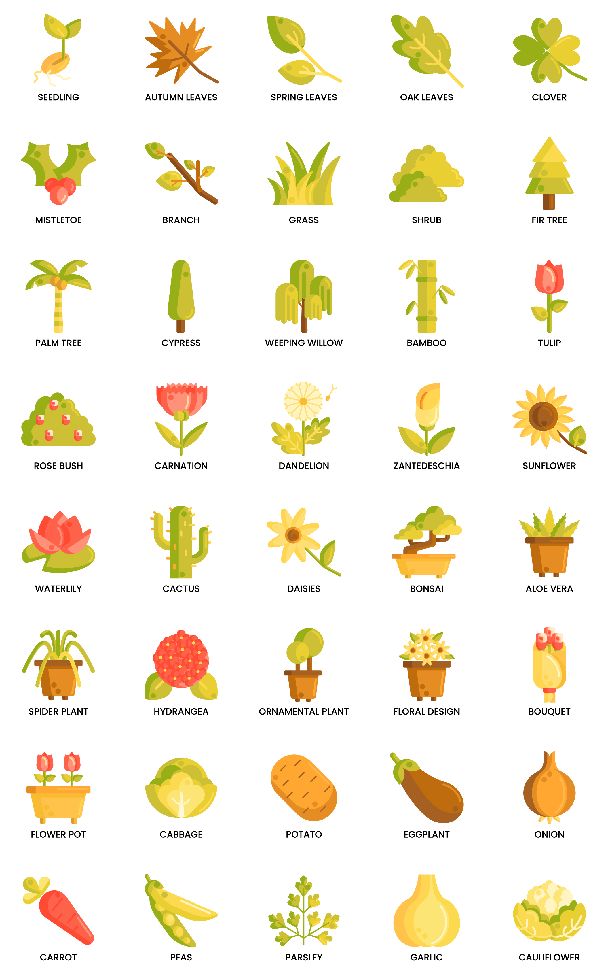1234 120款园艺图标生鲜农作物插画矢量源文件 120 Gardening Icons Caramel Series