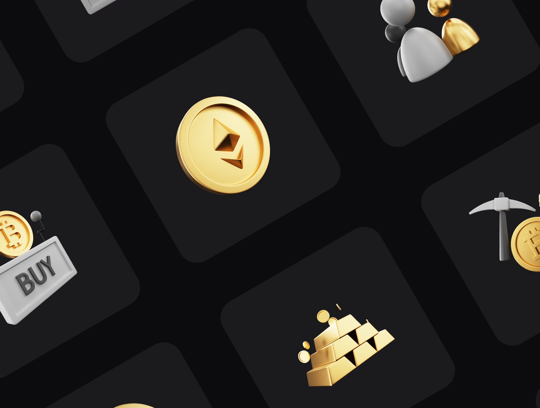 1235 250+非常有质感的金色加密货币3D图标素材包 BlackGold – Cryptocurrency 3D Icon Pack