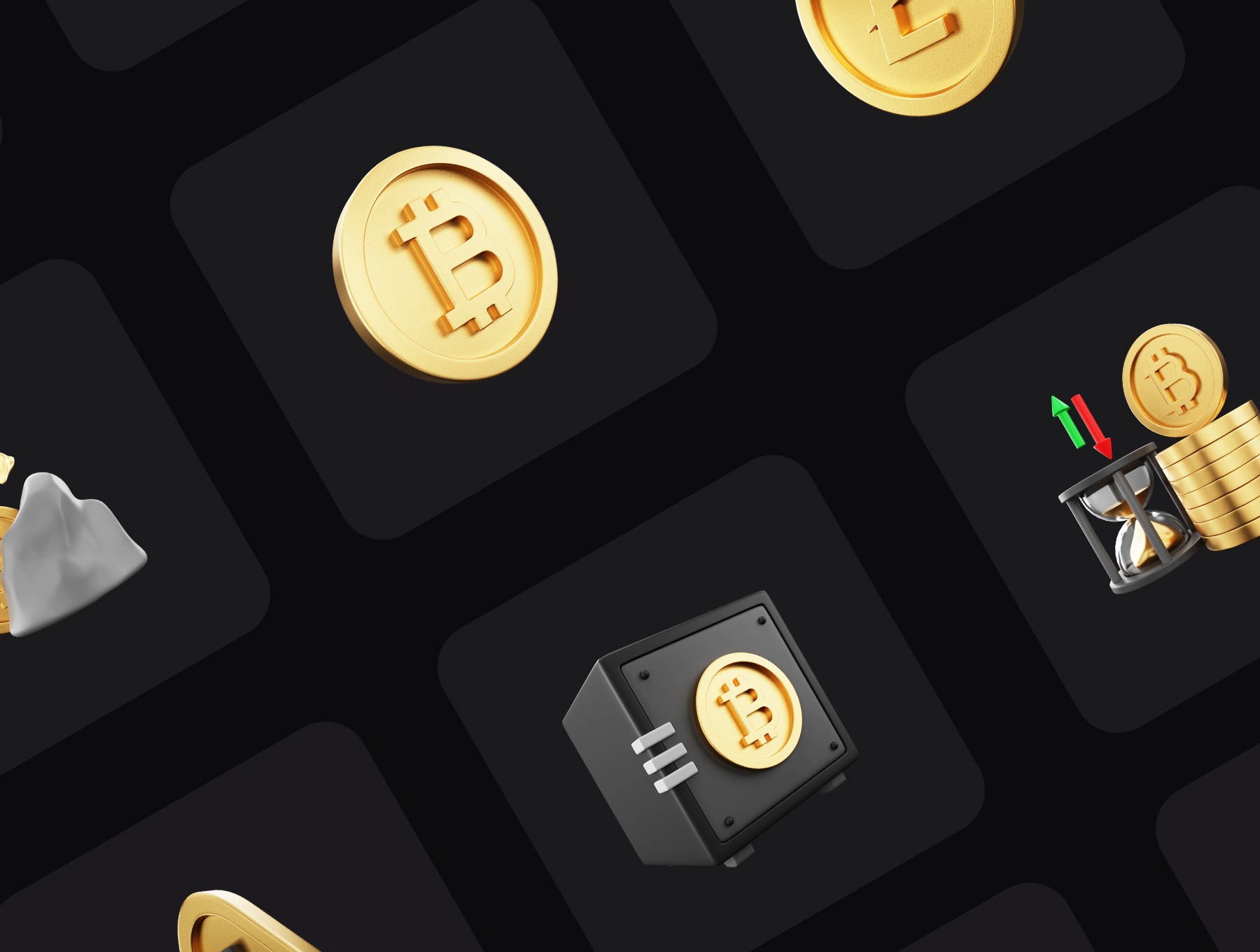 1235 250+非常有质感的金色加密货币3D图标素材包 BlackGold – Cryptocurrency 3D Icon Pack