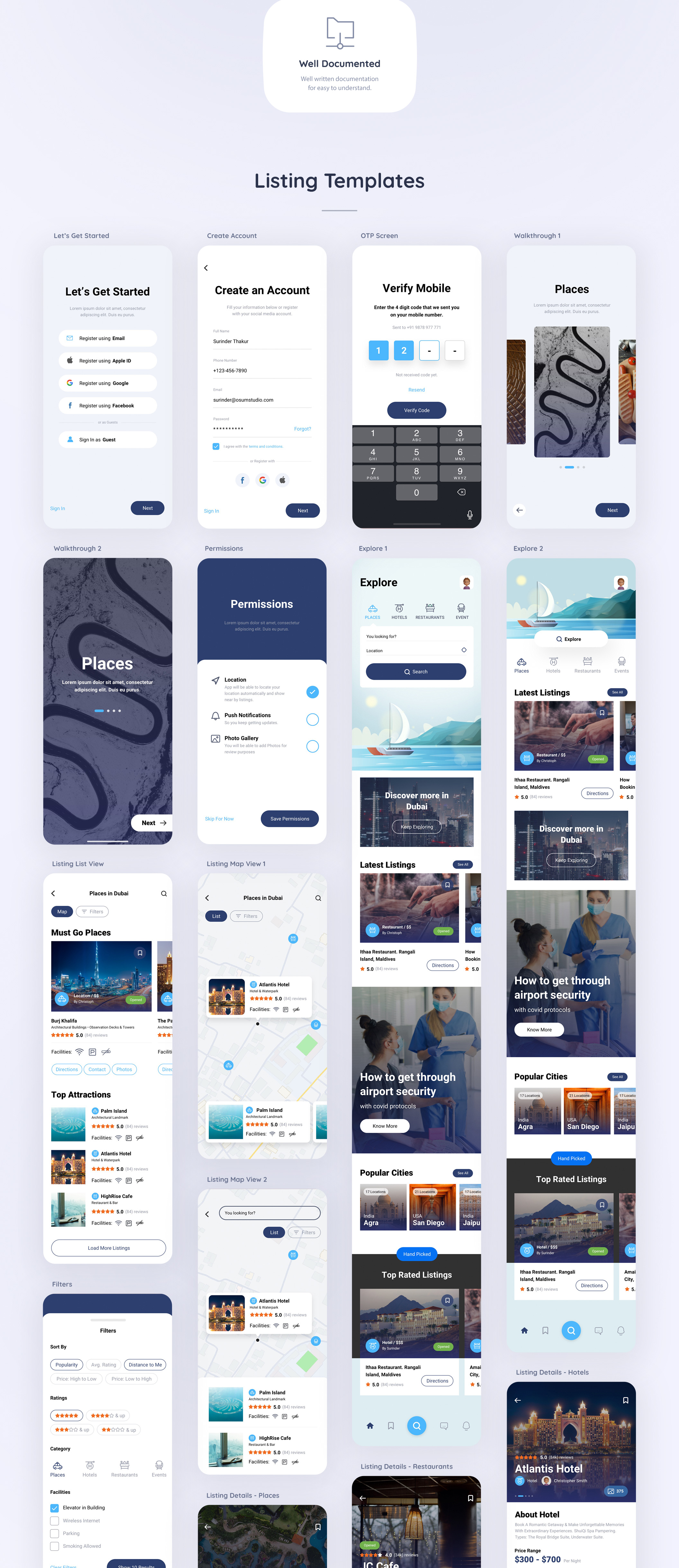 1247 酒店餐厅UI设计APP模板 Findout – Listing Directory App Sketch Template