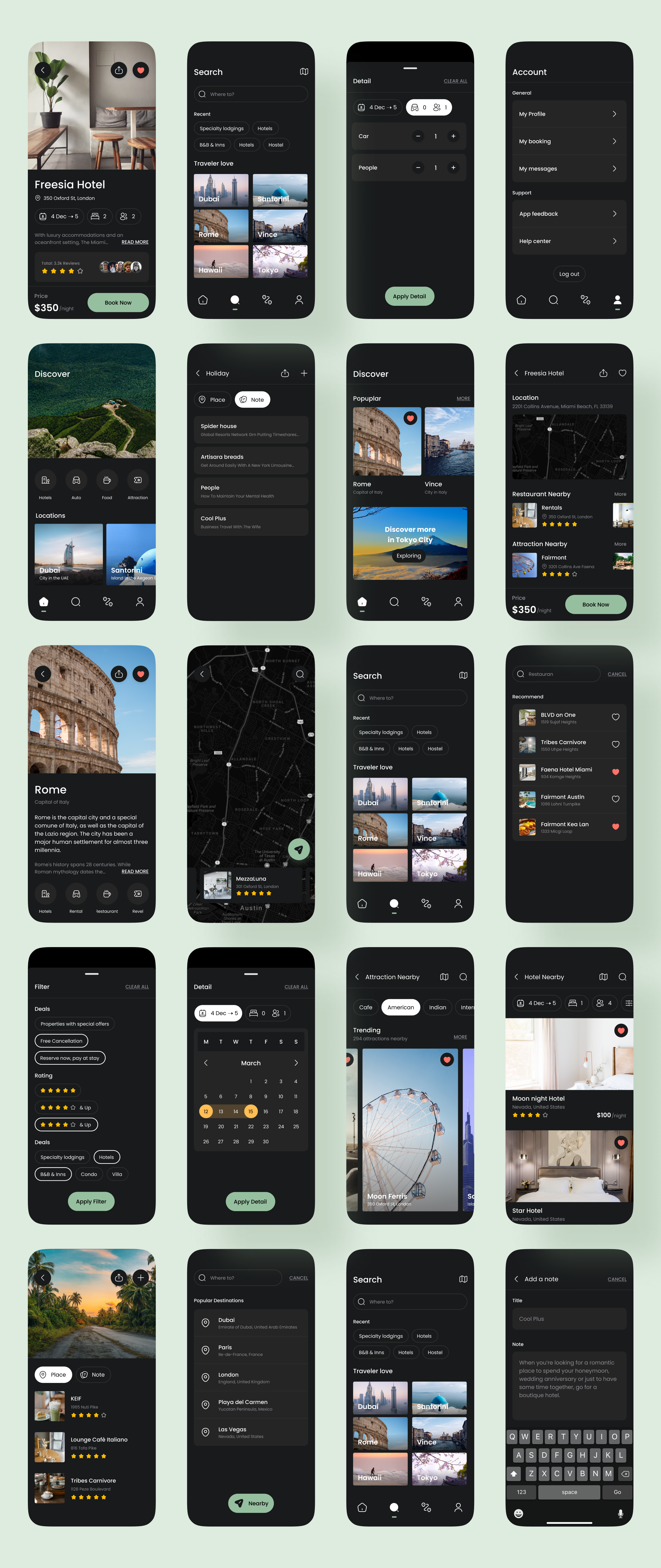 1251 旅行旅游景点推荐平台APP设计UI套件 Travel UI Kits