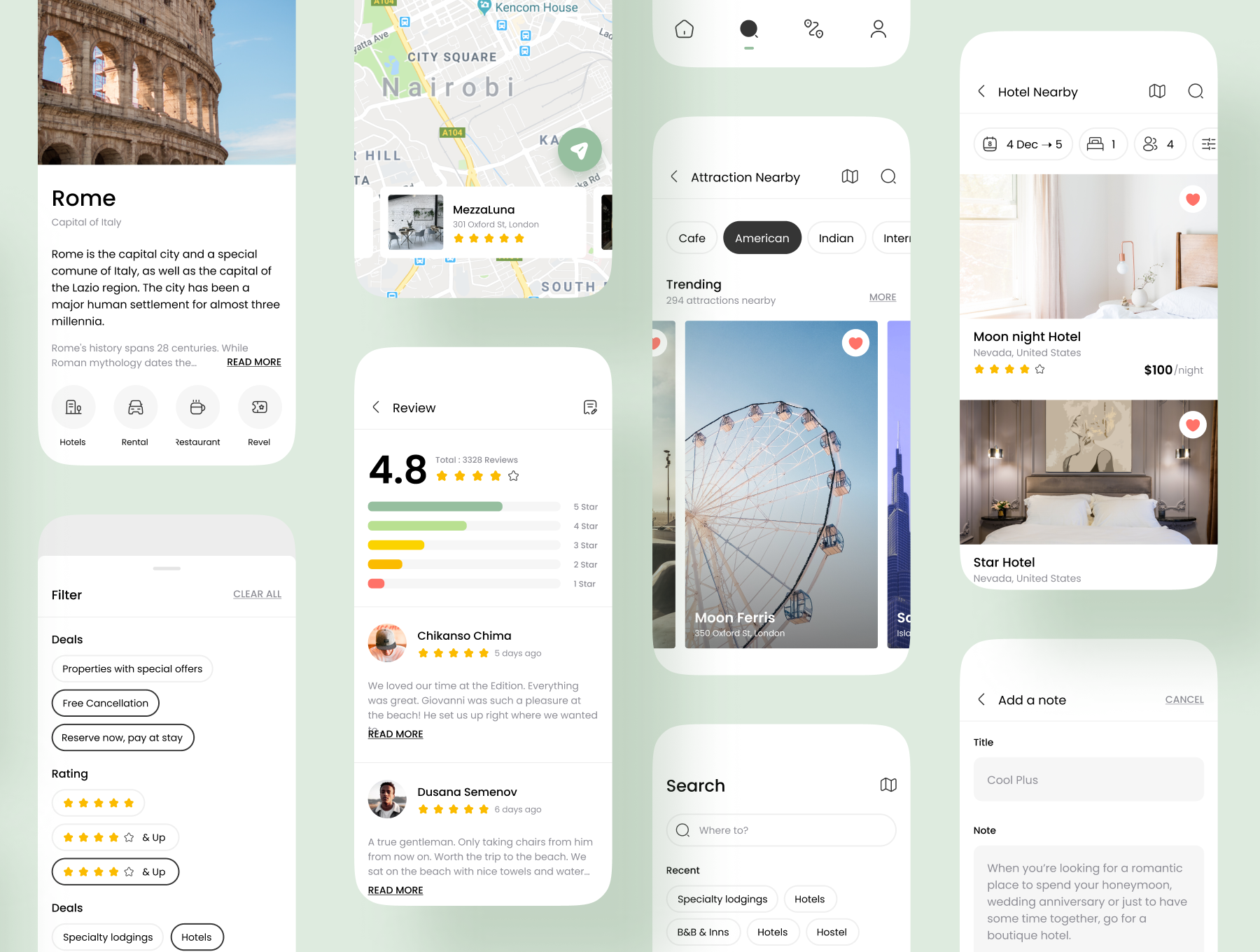 1251 旅行旅游景点推荐平台APP设计UI套件 Travel UI Kits