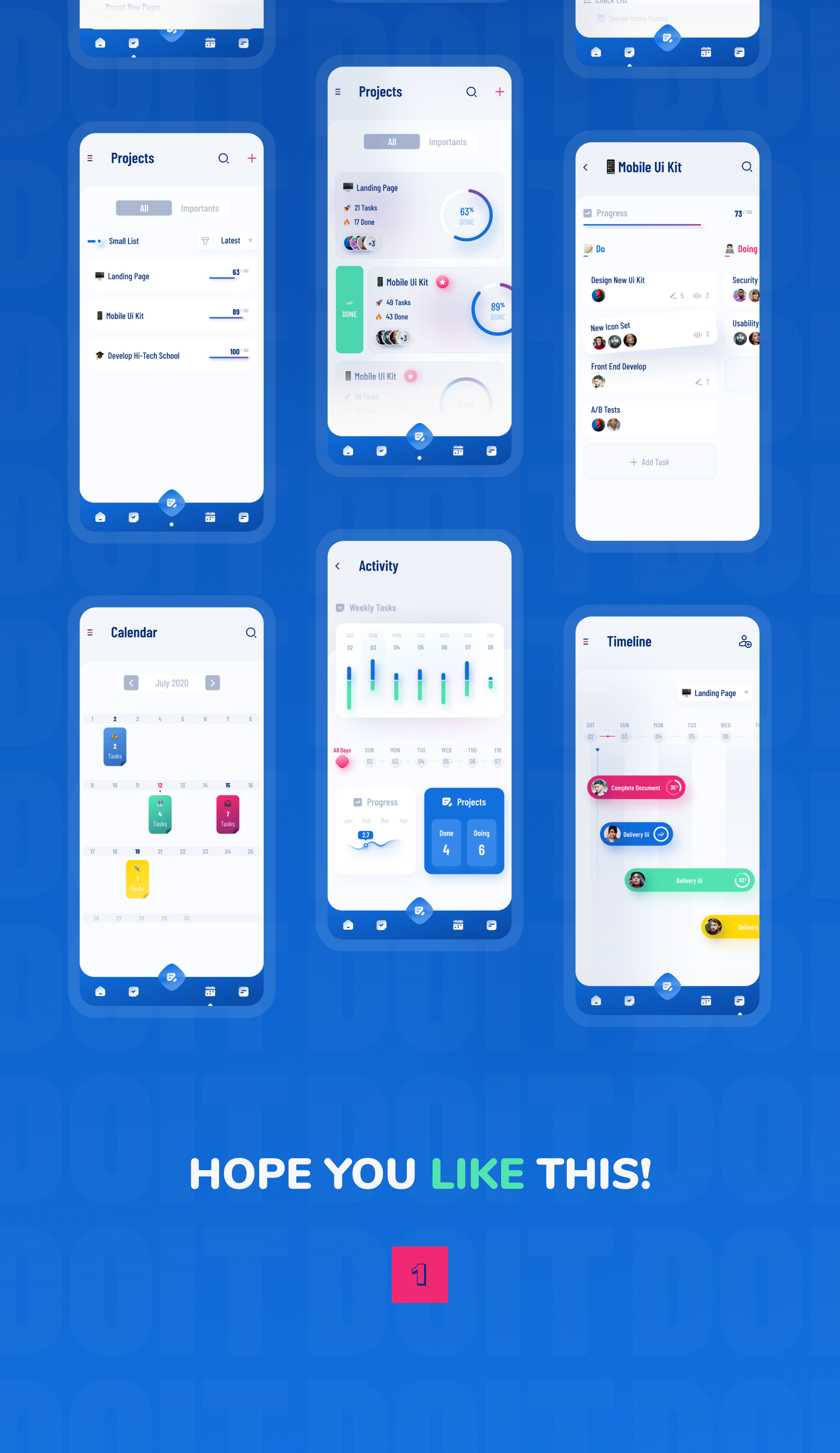 1265 项目管理行程APP UI界面设计套件 Do it Ui Kit Ver.2