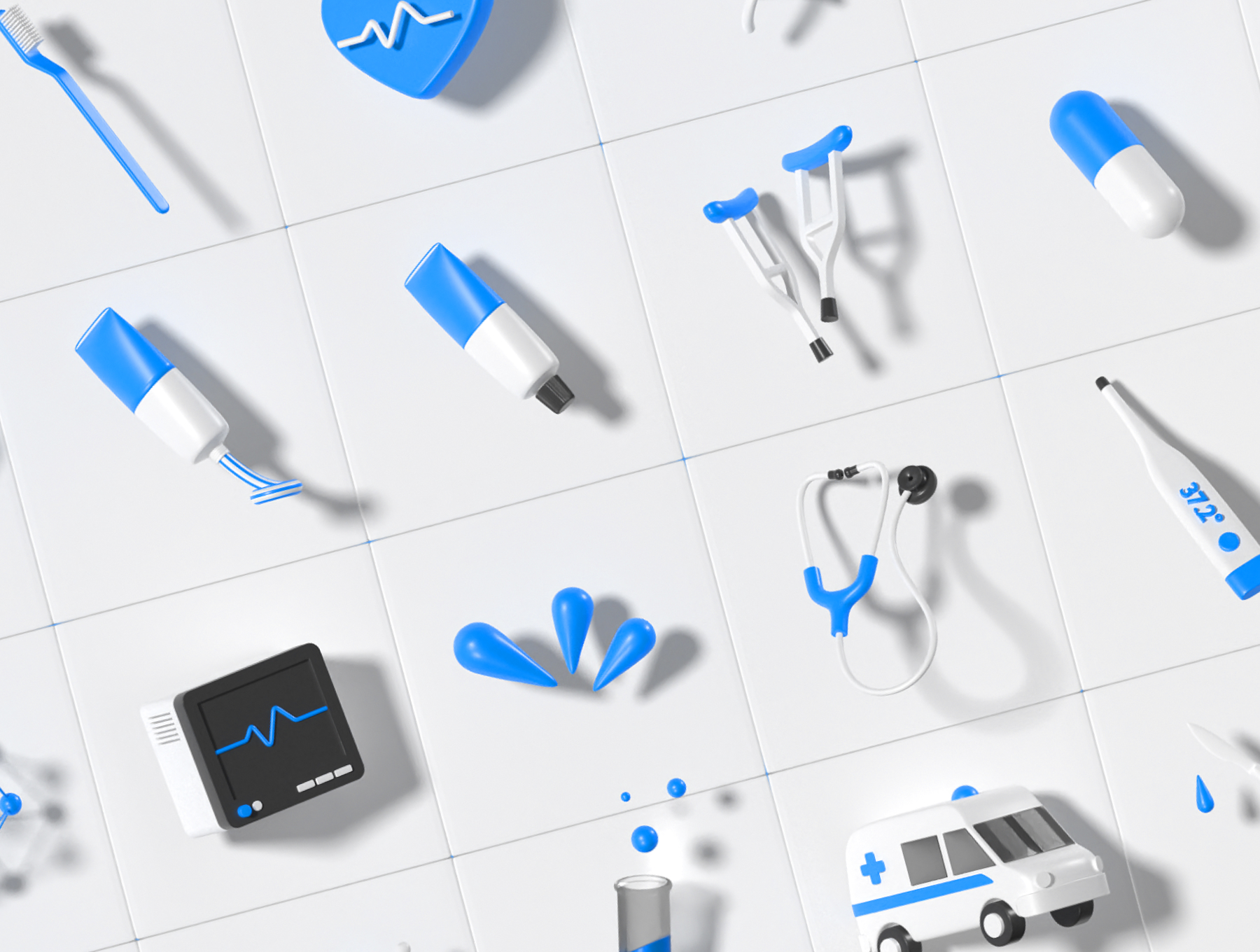 1271 药品制药产品医疗器械3D图标免抠素材 Pharma 3d icons