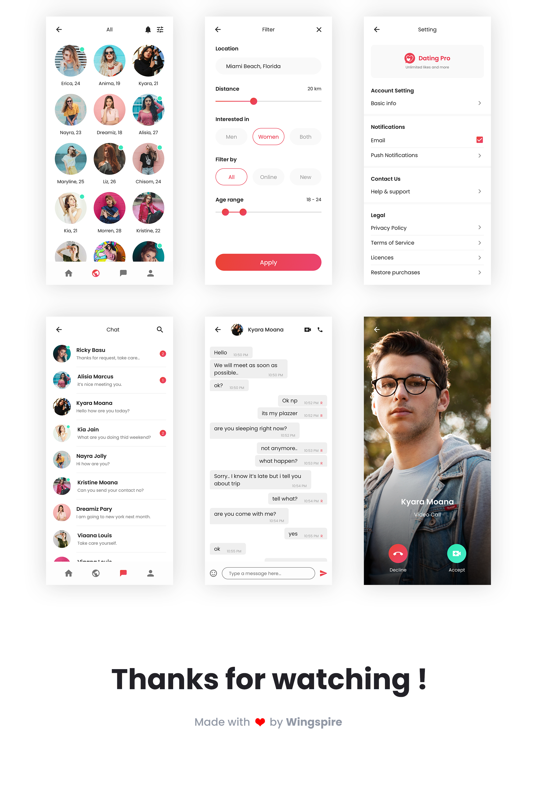 1278 约会交友社交APP应用程序UI界面设计套件 Dating Mobile App UI Kit