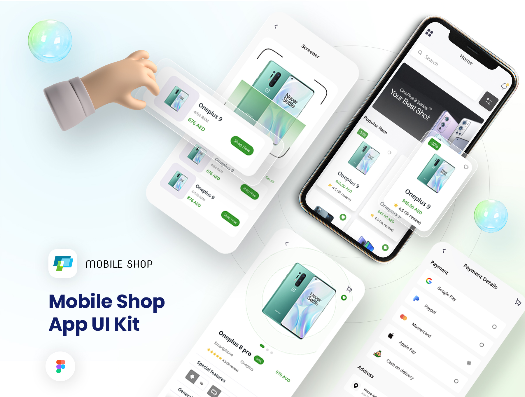 1280 在线商城手机电商app界面设计卡片式组件ui模板Mobile Shop – Premium Ecommerce App UI Kit